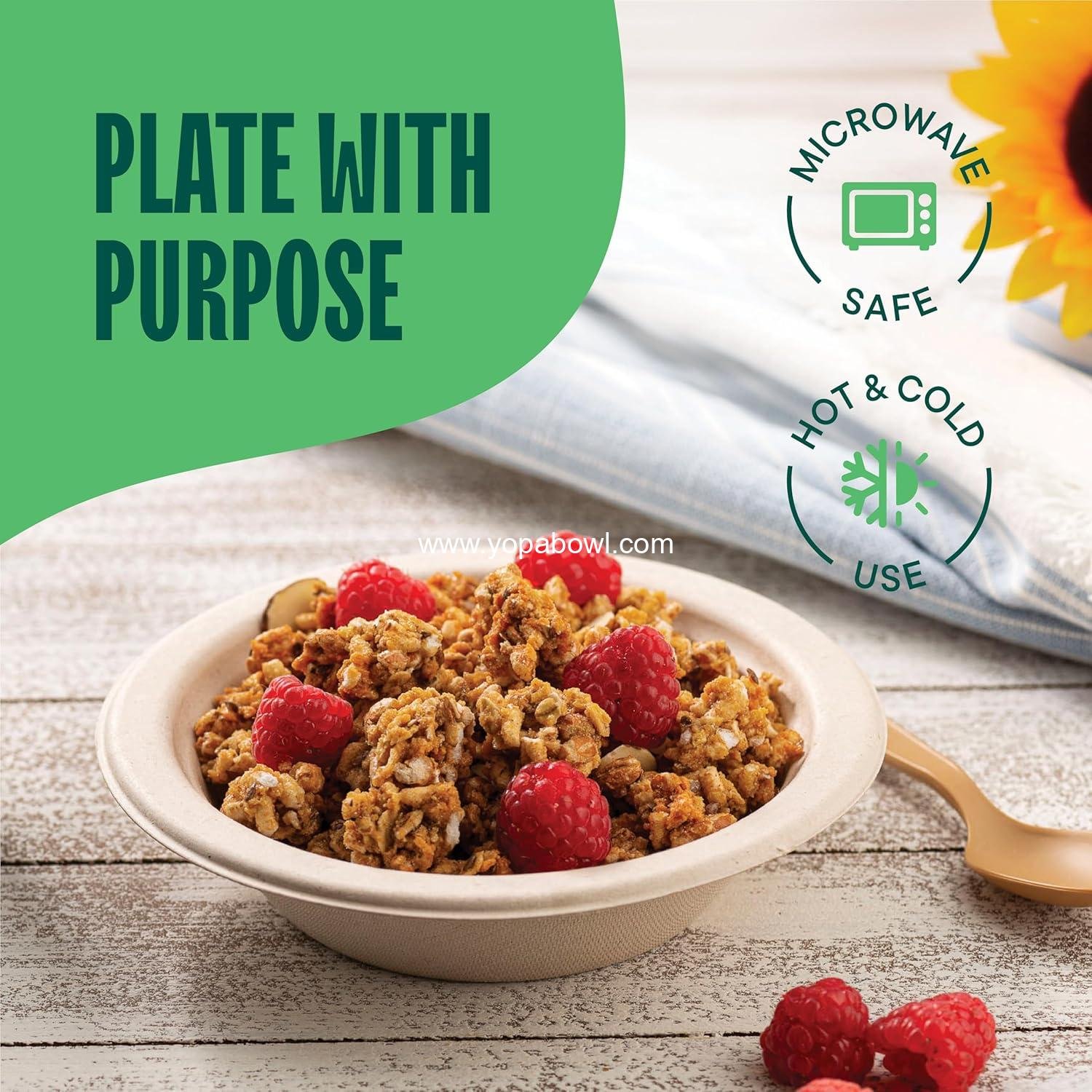 Wholesale 100% Compostable Disposable Paper Bowls [125-Pack] - PFAS-Free - BPI Certified - Heavy Duty 16 oz Eco-Friendly Biodegradable Bagasse Hot Food Plates - Natural Brown Factory