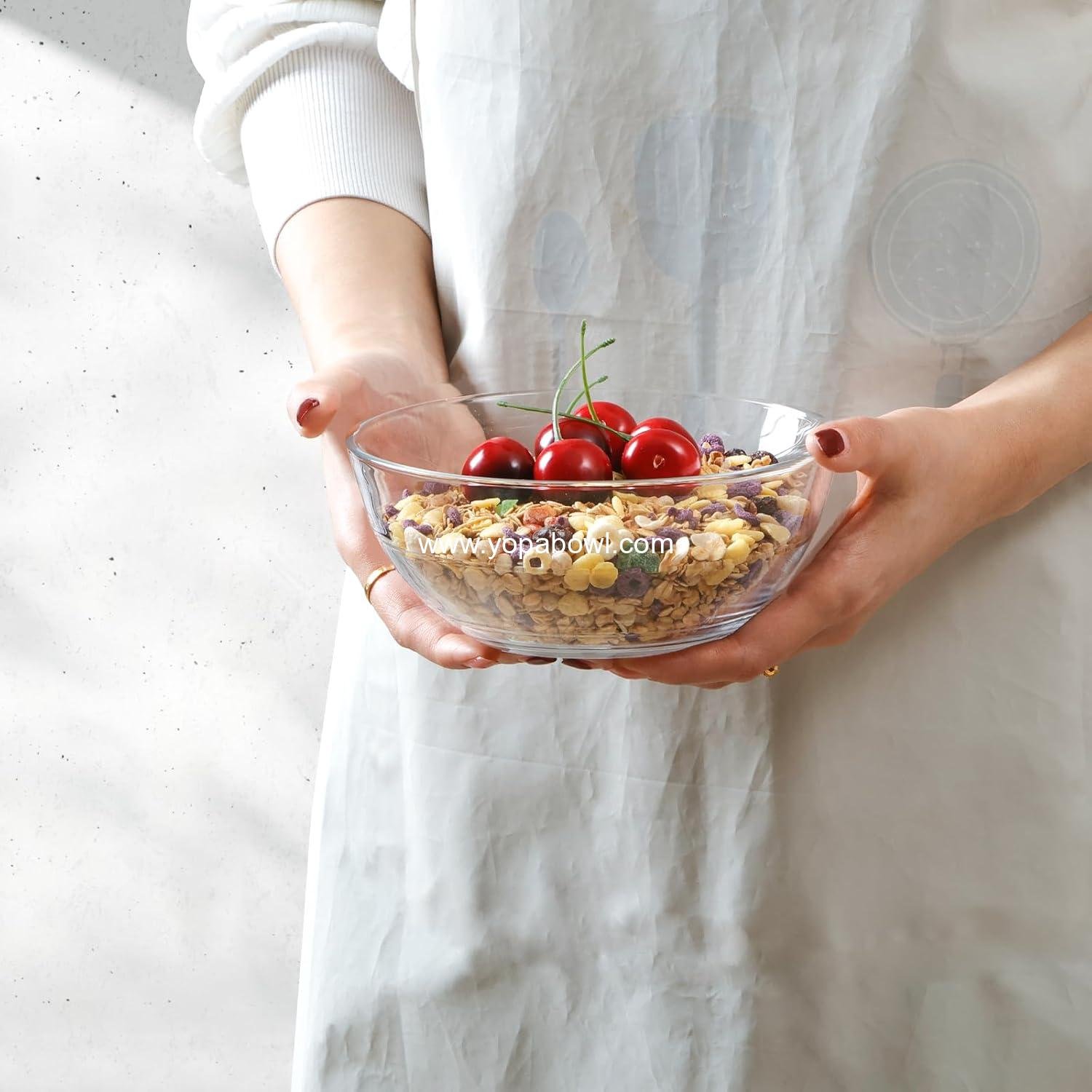 Wholesale 4 Pack Tempered Glass Prep Bowls 6.6 Inch Clear Salad Bowls for Kitchen Microwave and Oven Safe Factory