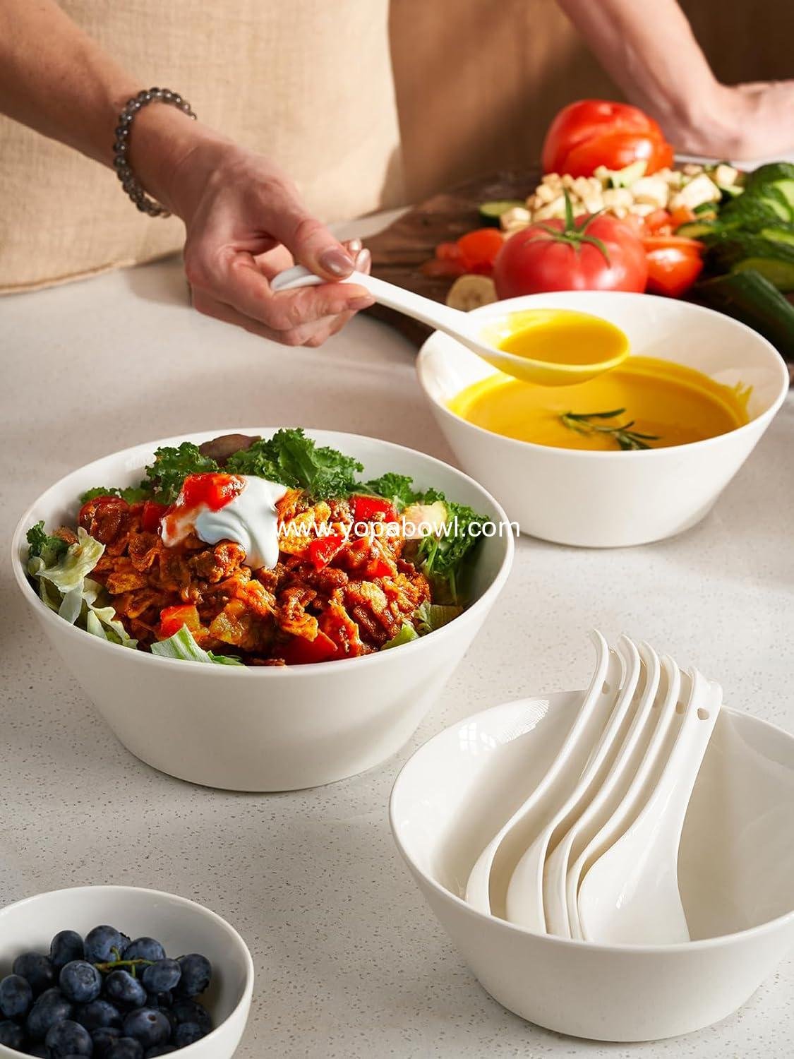 OEM 32 OZ Large White Ceramic Soup Bowls Set of 4 - Ideal for Ramen, Cereal, Pasta, Salad, Fruit - Dishwasher & Microwave Safe Factory