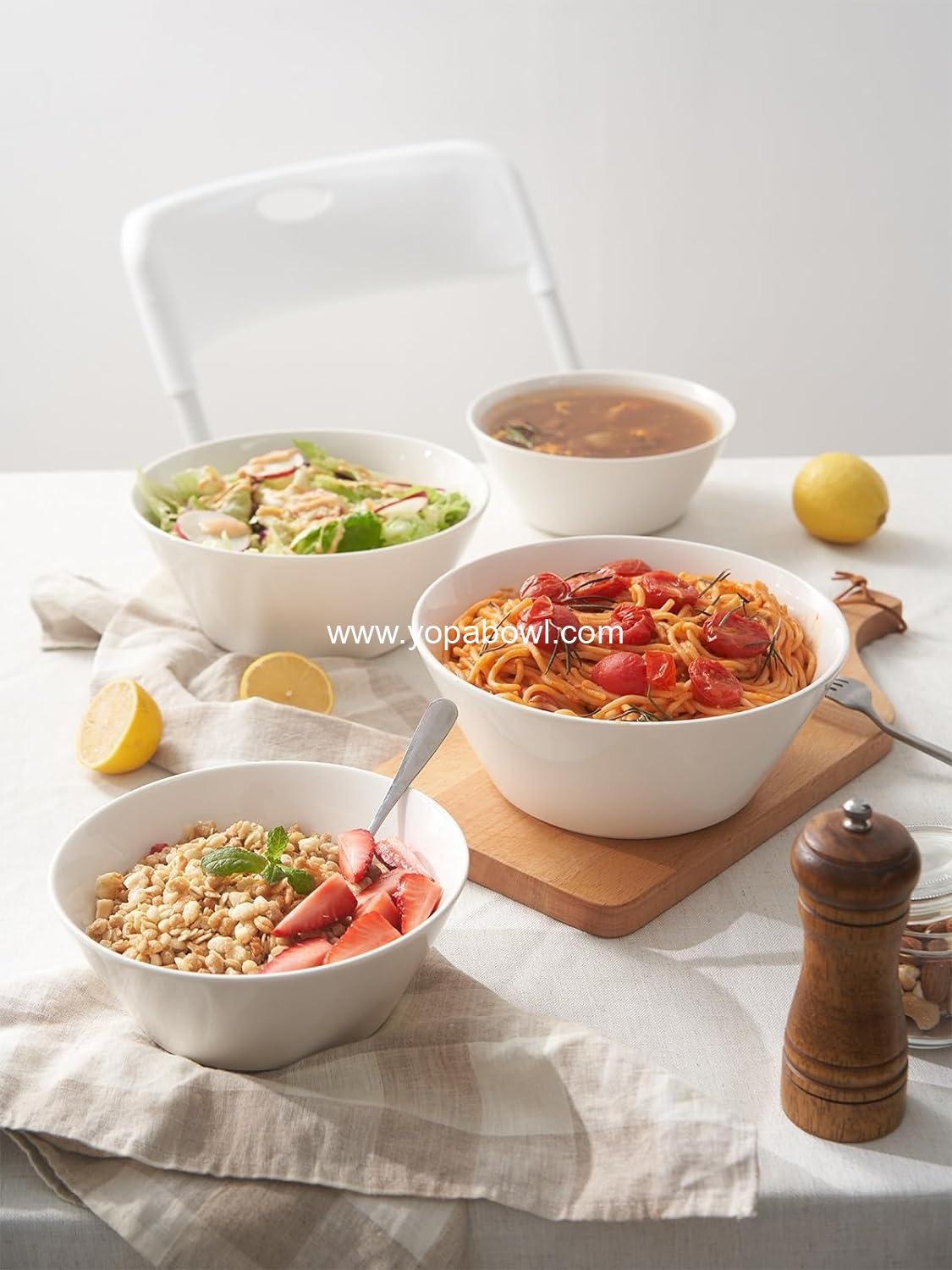 OEM 32 OZ Large White Ceramic Soup Bowls Set of 4 - Ideal for Ramen, Cereal, Pasta, Salad, Fruit - Dishwasher & Microwave Safe Factory