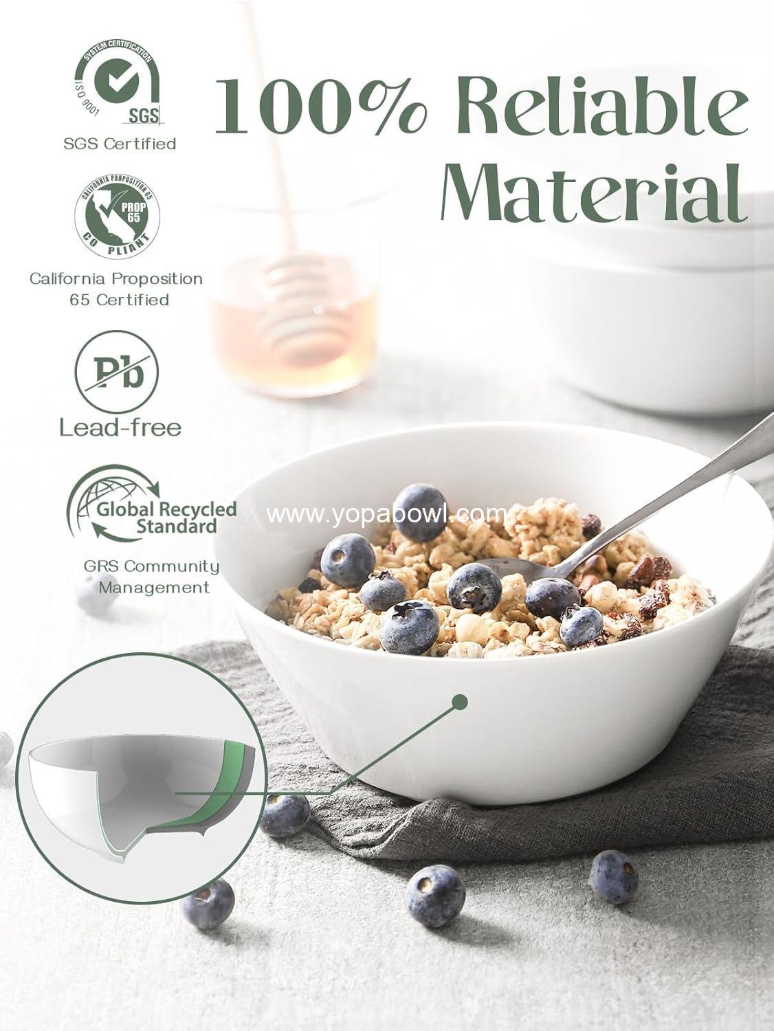 OEM 32 OZ Large White Ceramic Soup Bowls Set of 4 - Ideal for Ramen, Cereal, Pasta, Salad, Fruit - Dishwasher & Microwave Safe Factory