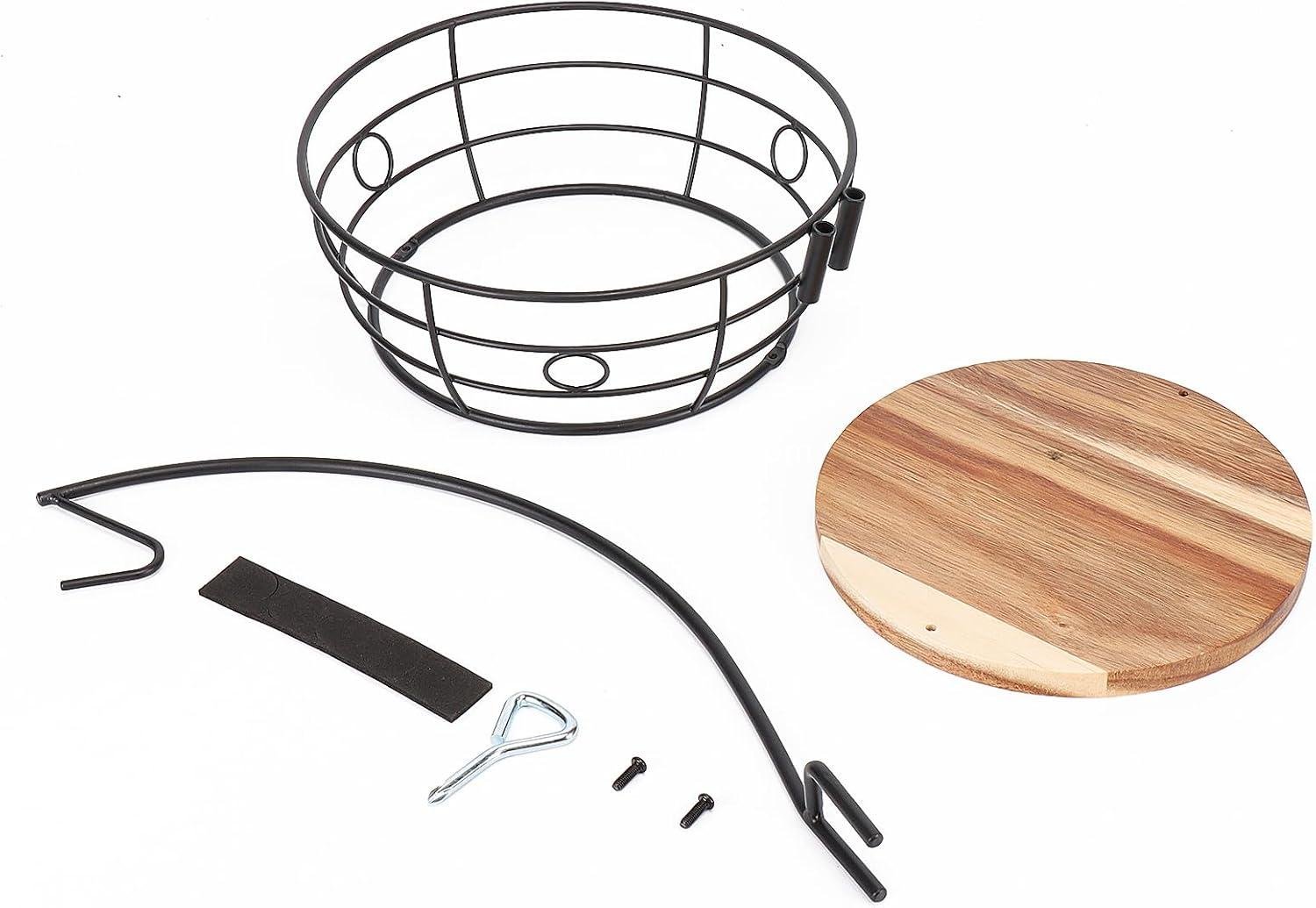 Wholesale Modern Countertop Fruit Basket Bowl with Banana Hanger, Round Wood Design for Kitchen and Dining Table (Black) - Factory