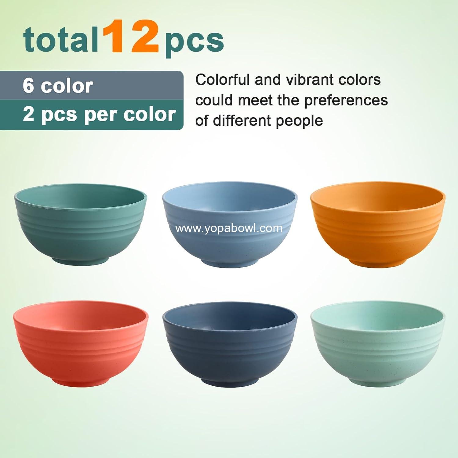 Wholesale 12 Pcs Unbreakable Cereal Bowls Set, 26 Oz Wheat Straw Microwave & Dishwasher Safe for Soup, Salad, Snack, BPA Free, Multicolor Factory Wholesale 12 Pcs Unbreakable Cereal Bowls Set, 26 Oz Wheat Straw Microwave & Dishwasher Safe for Soup, Salad, Snack, BPA Free, Multicolor Factory