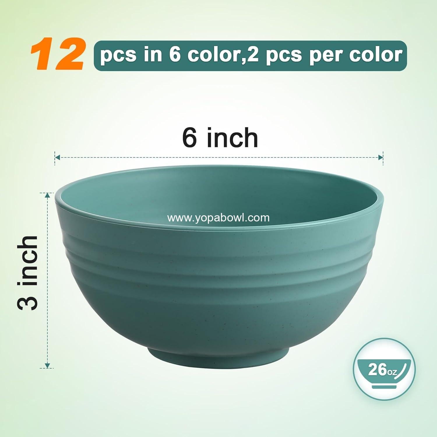 Wholesale 12 Pcs Unbreakable Cereal Bowls Set, 26 Oz Wheat Straw Microwave & Dishwasher Safe for Soup, Salad, Snack, BPA Free, Multicolor Factory Wholesale 12 Pcs Unbreakable Cereal Bowls Set, 26 Oz Wheat Straw Microwave & Dishwasher Safe for Soup, Salad, Snack, BPA Free, Multicolor Factory