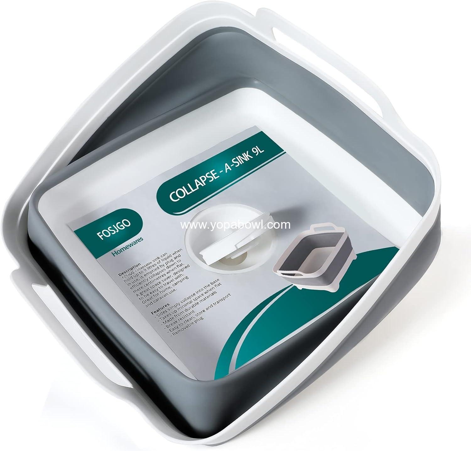 Wholesale 2.4 Gal (9L) Collapsible Dish Basin with Drain Plug - Space Saving Multiuse Foldable Sink Tub for Camping, Vegetable Washing, and Beverage Cooling - Factory