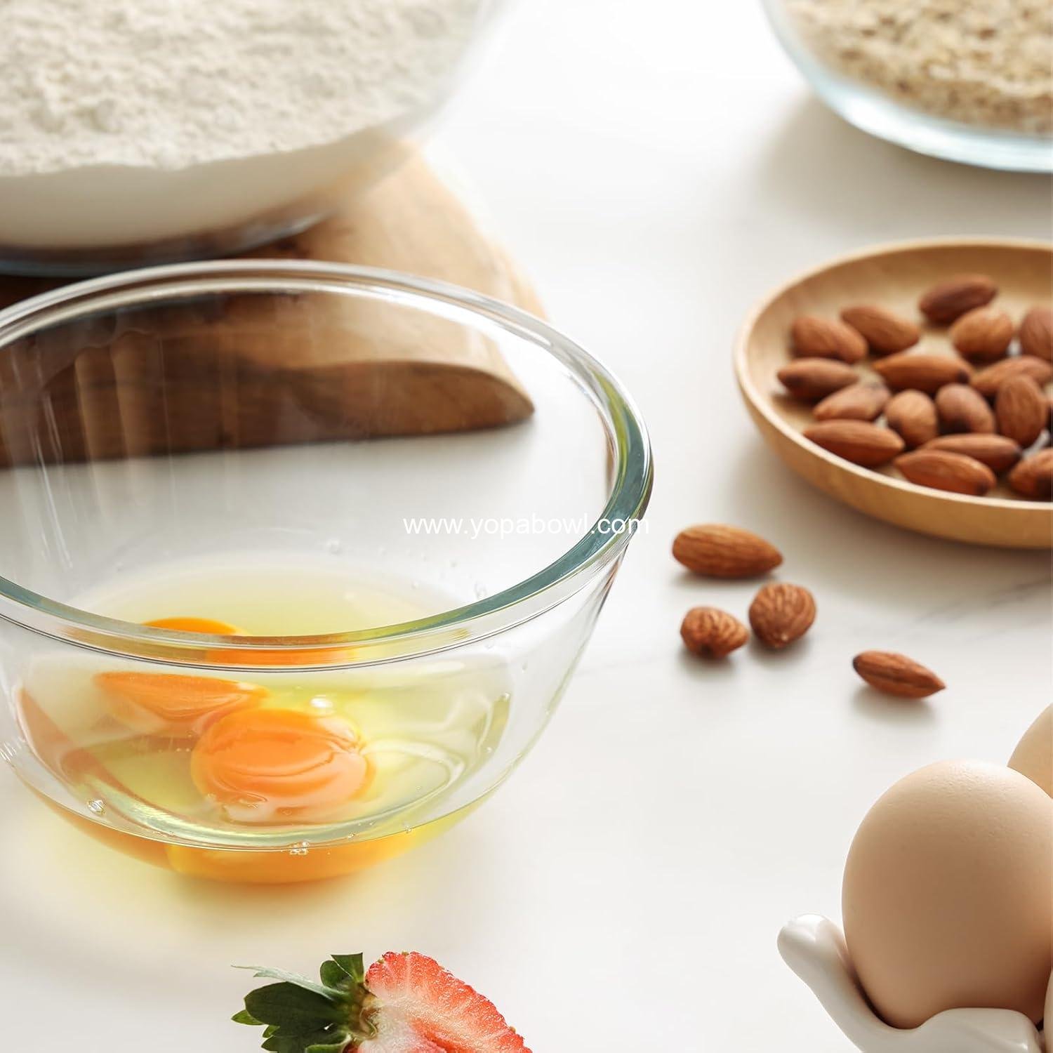 Wholesale Glass Mixing Bowls Set - 5 Piece (4.65QT, 2.80QT, 1.64QT, 1.16QT, 0.85QT) - Thick Nesting Kitchen Bowls for Baking, Cooking Prep, Storage, Large Salad Bowls - Dishwasher, Microwave, Freezer Safe Factory Wholesale Glass Mixing Bowls Set - 5 Piece (4.65QT, 2.80QT, 1.64QT, 1.16QT, 0.85QT) - Thick Nesting Kitchen Bowls for Baking, Cooking Prep, Storage, Large Salad Bowls - Dishwasher, Microwave, Freezer Safe Factory