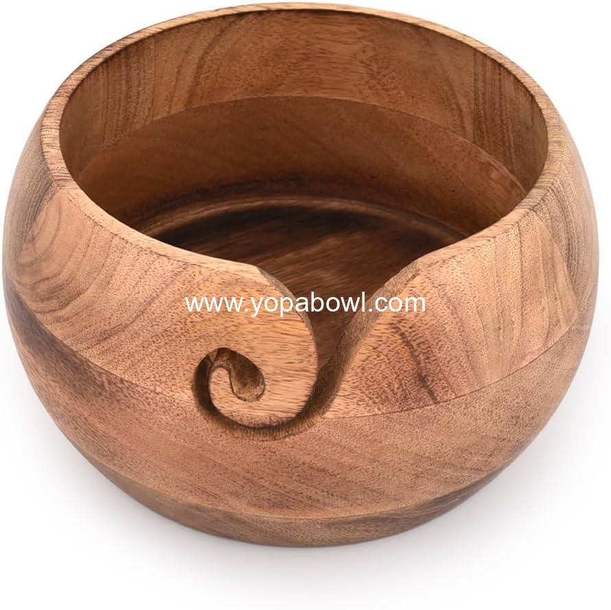 NIRMAN Wooden Yarn Bowl Portable Knitting Yarn Bowl Christmas Gifts for Women Knitting Crochet Knit Picker Yarn Bowl (7" x 7" x 4'')