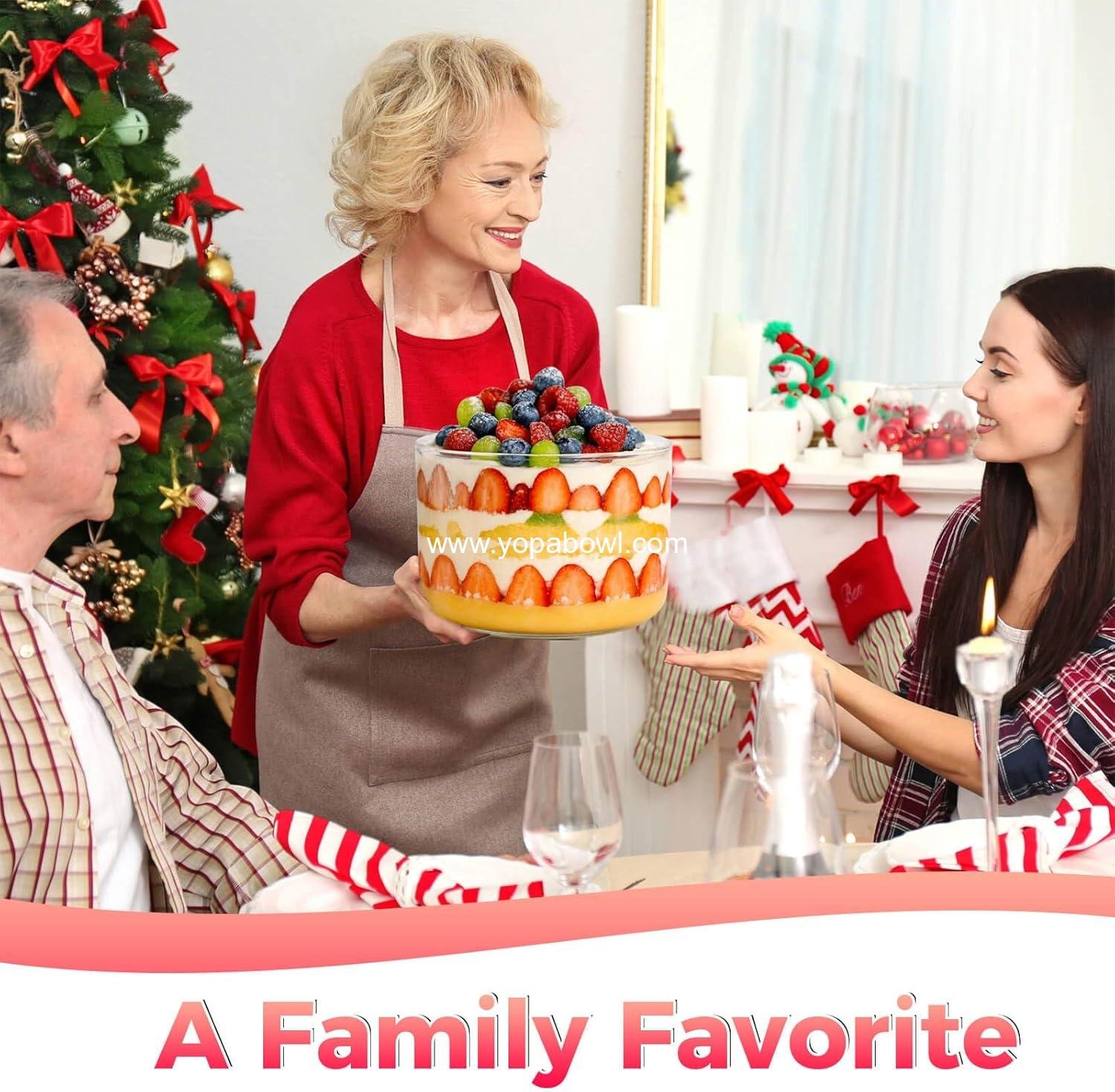 Wholesale 140oz Glass Trifle Bowl with Bamboo Lid - Large Clear Dessert Dish, Oven & Freezer Safe Round Container for Cakes, Fruit Salads, Parfaits - Perfect for Family & Parties Factory