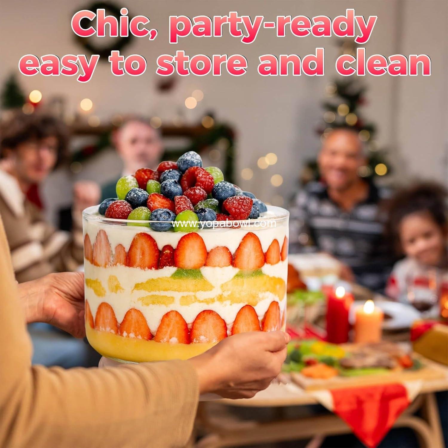 Wholesale 140oz Glass Trifle Bowl with Bamboo Lid - Large Clear Dessert Dish, Oven & Freezer Safe Round Container for Cakes, Fruit Salads, Parfaits - Perfect for Family & Parties Factory