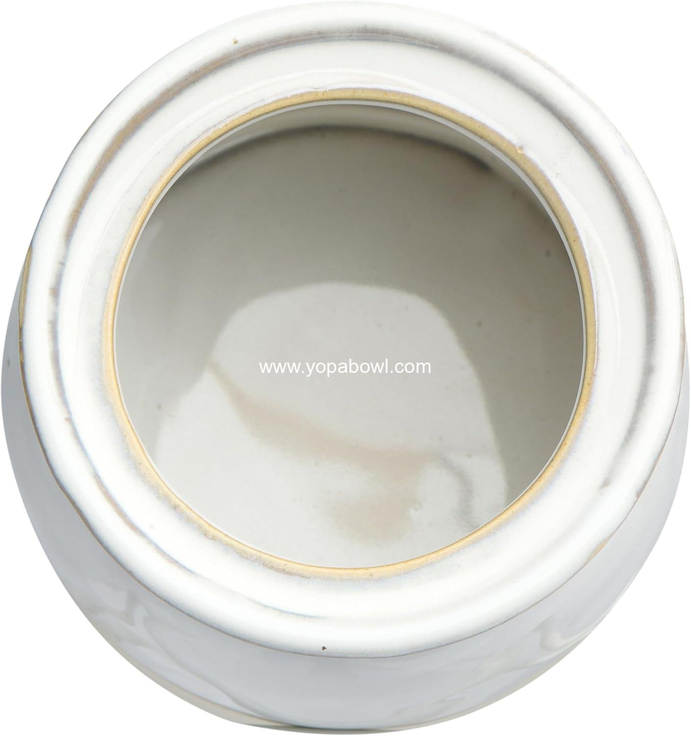 Wholesale Stoneware Sugar Pot with Lid and Wood Spoon, White Glaze, 12 oz, Factory