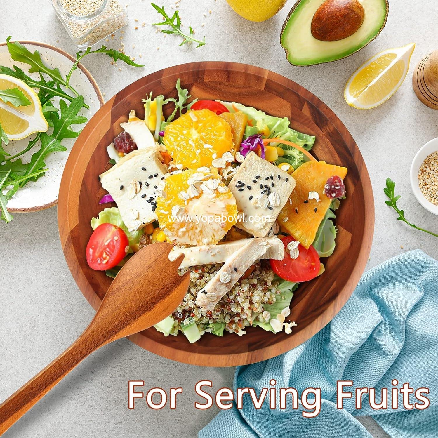 Wholesale Acacia Wood Serving Bowl for Fruits or Salads, 11 Wholesale Acacia Wood Serving Bowl for Fruits or Salads, 11