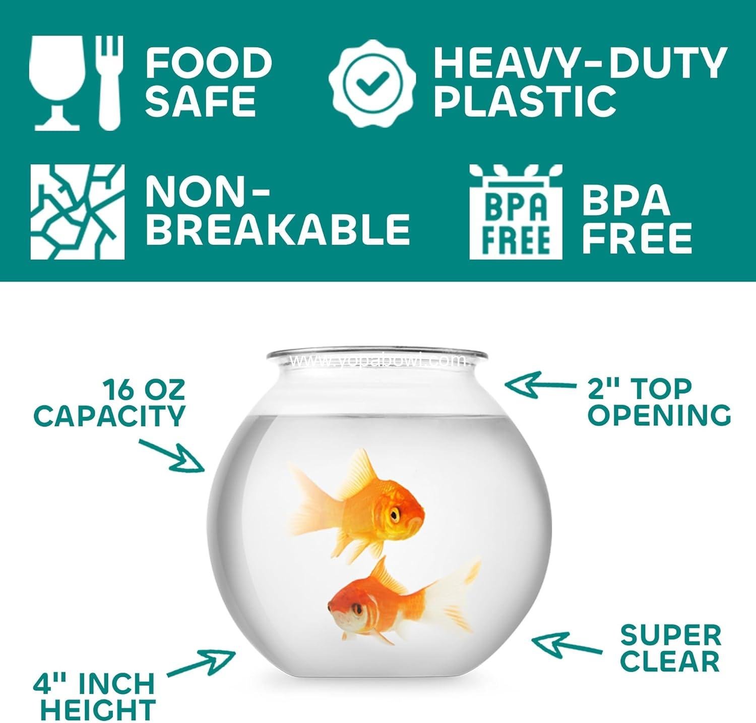 Wholesale 16 Oz Plastic Fish Bowls (12 Pack) - 4 Inch Heavy Duty Ivy Bowls for Candy, Carnival Games, Prizes, Centerpieces and Party Decorations, BPA-Free Factory