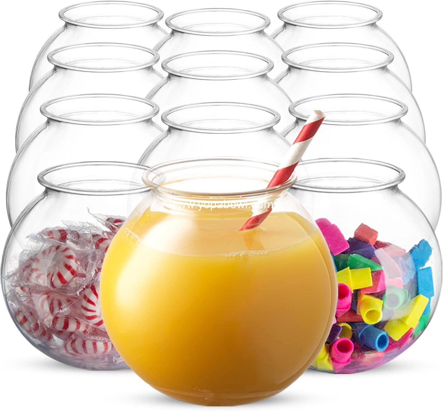 Wholesale 16 Oz Plastic Fish Bowls (12 Pack) - 4 Inch Heavy Duty Ivy Bowls for Candy, Carnival Games, Prizes, Centerpieces and Party Decorations, BPA-Free Factory