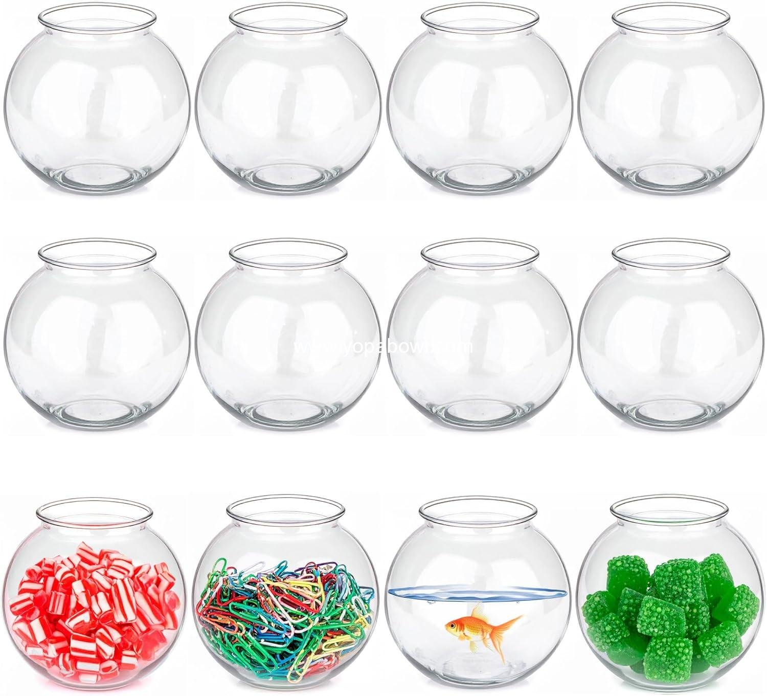 JoyServe 16 Oz Plastic Fish Bowl (12 Pack) 4 Inch Heavy Duty Plastic Ivy Bowls, for Candy, Carnival Games, Prizes, Centerpieces and Party Decoration Supplies, BPA-Free