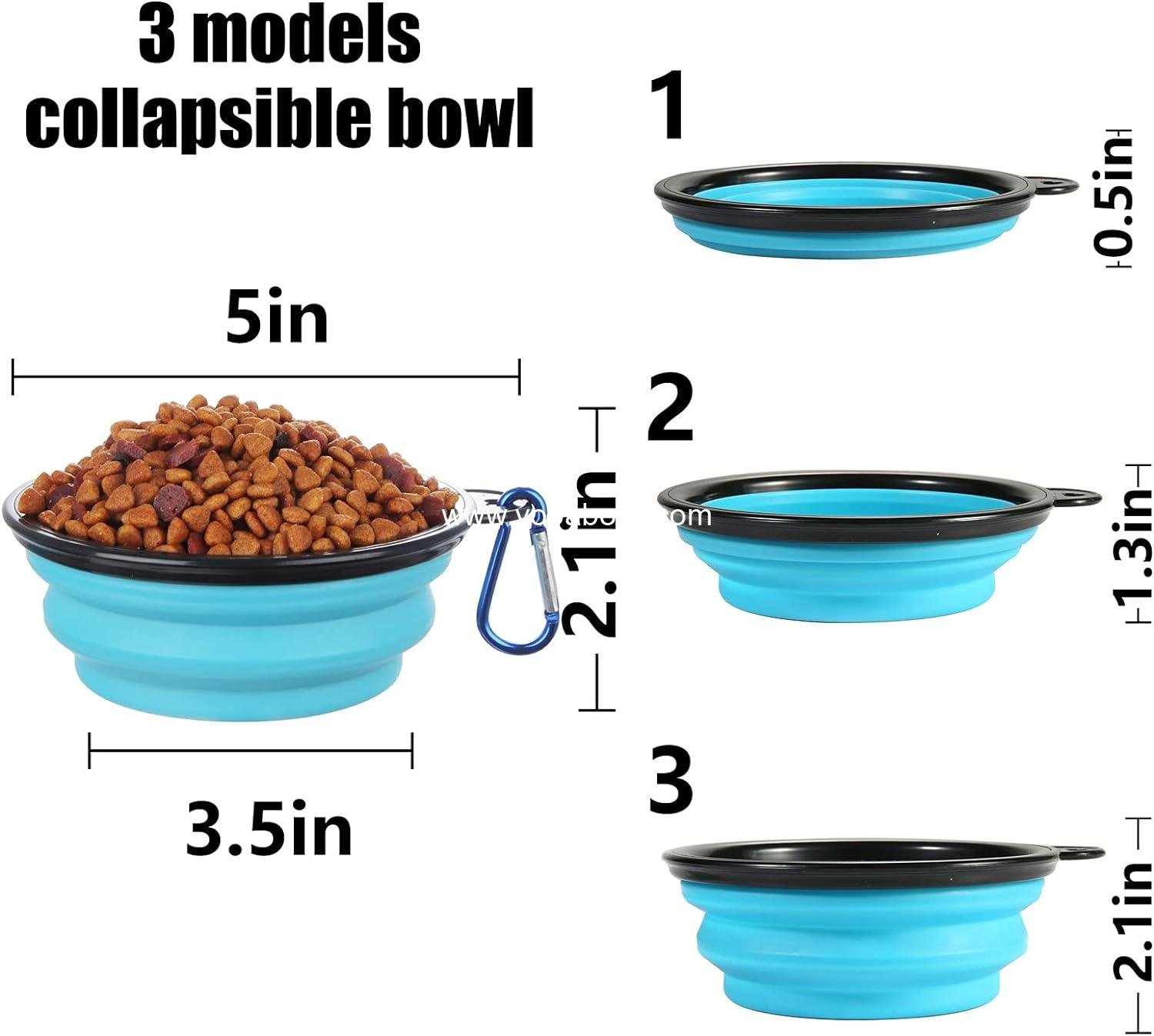 Wholesale Collapsible Pet Bowls with Lids, 2 Pack Portable and Foldable Travel Dishes for Dogs and Cats, Light Blue and Green, Small - Factory