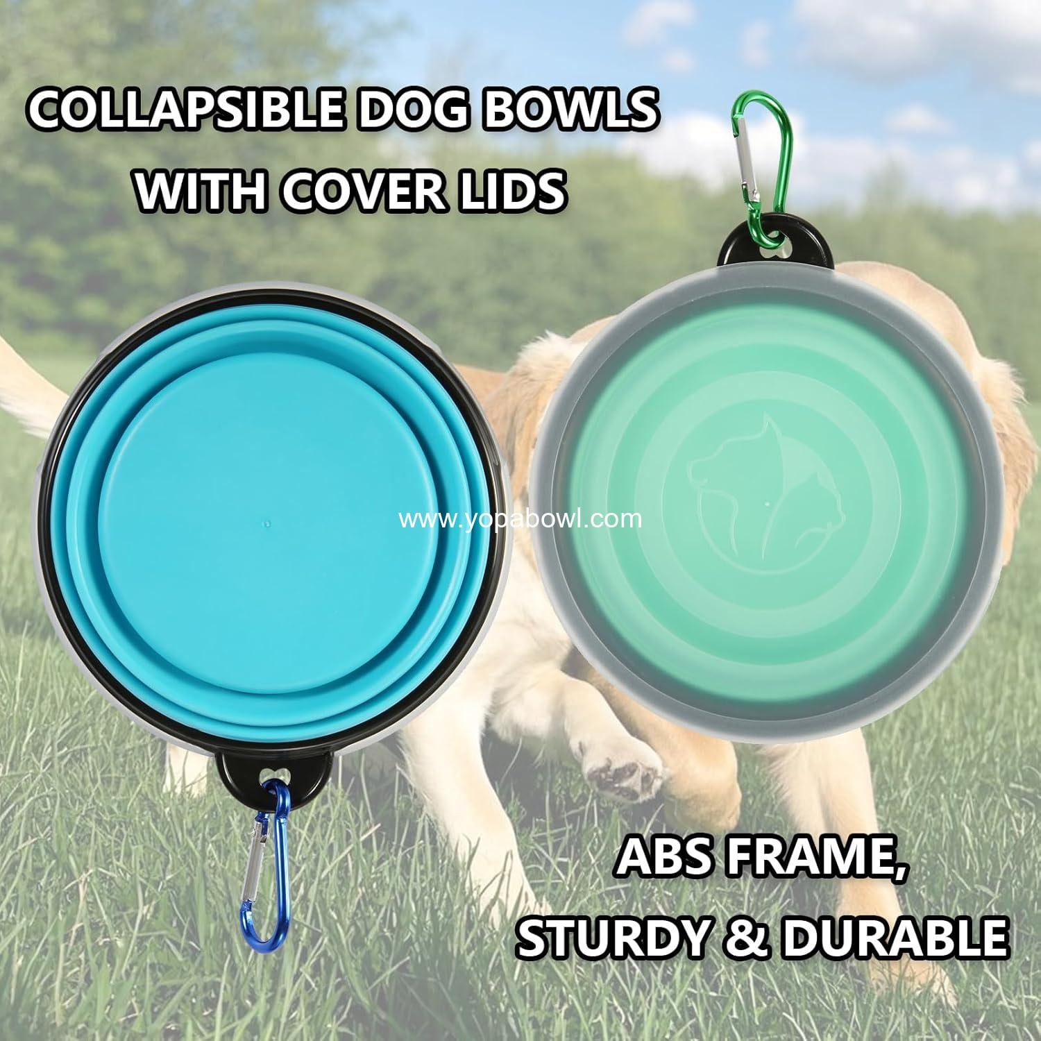 Wholesale Collapsible Pet Bowls with Lids, 2 Pack Portable and Foldable Travel Dishes for Dogs and Cats, Light Blue and Green, Small - Factory