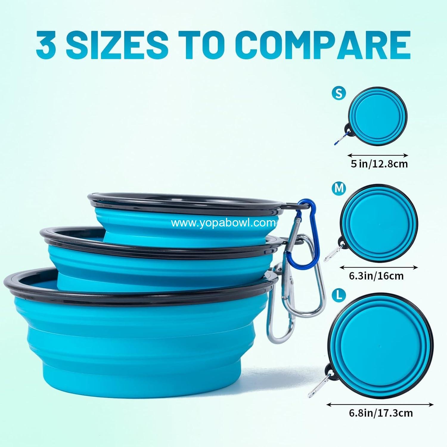 Wholesale Collapsible Pet Bowls with Lids, 2 Pack Portable and Foldable Travel Dishes for Dogs and Cats, Light Blue and Green, Small - Factory