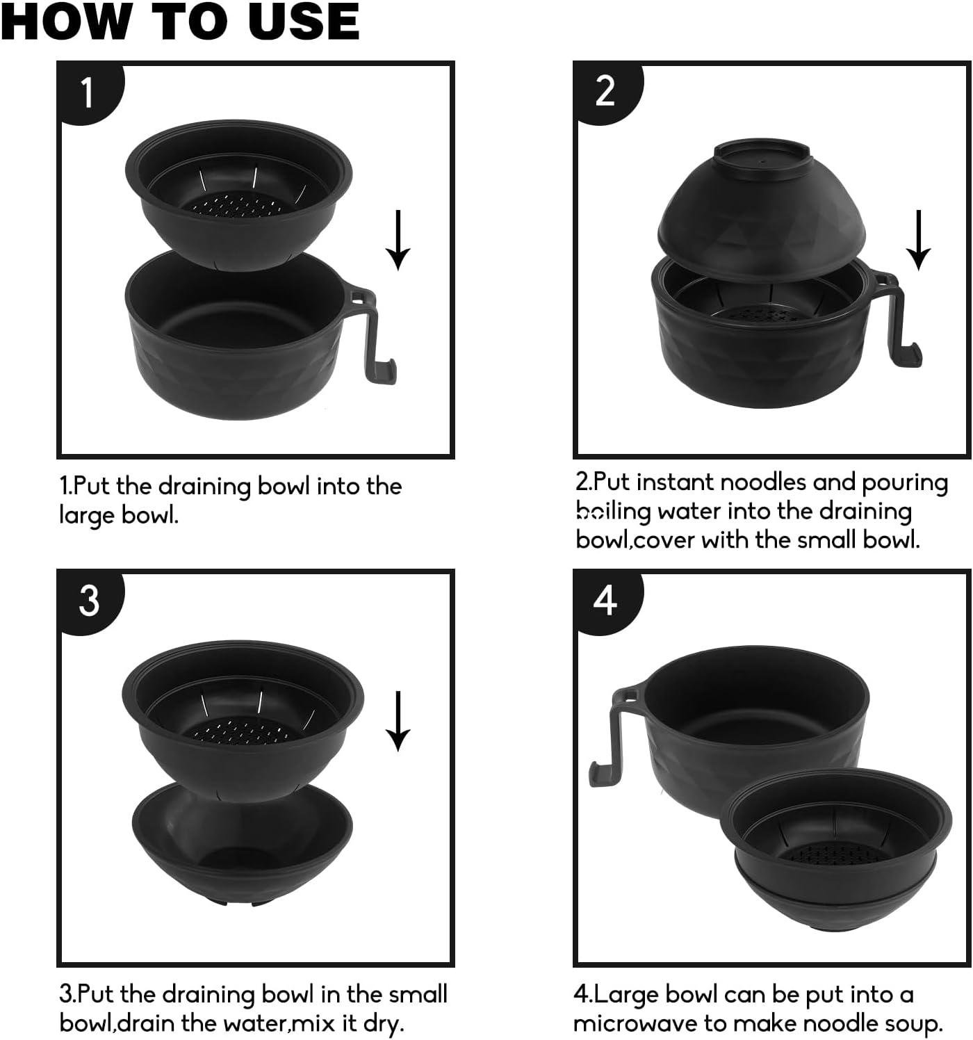 Wholesale 2 Pack 33oz Ramen Bowl Set - Microwave Ramen Cooker with Chopsticks, Spoons, and Fork - Instant Noodle Bowls with Handles for Quick Cooking - College Dorm Essentials - Factory