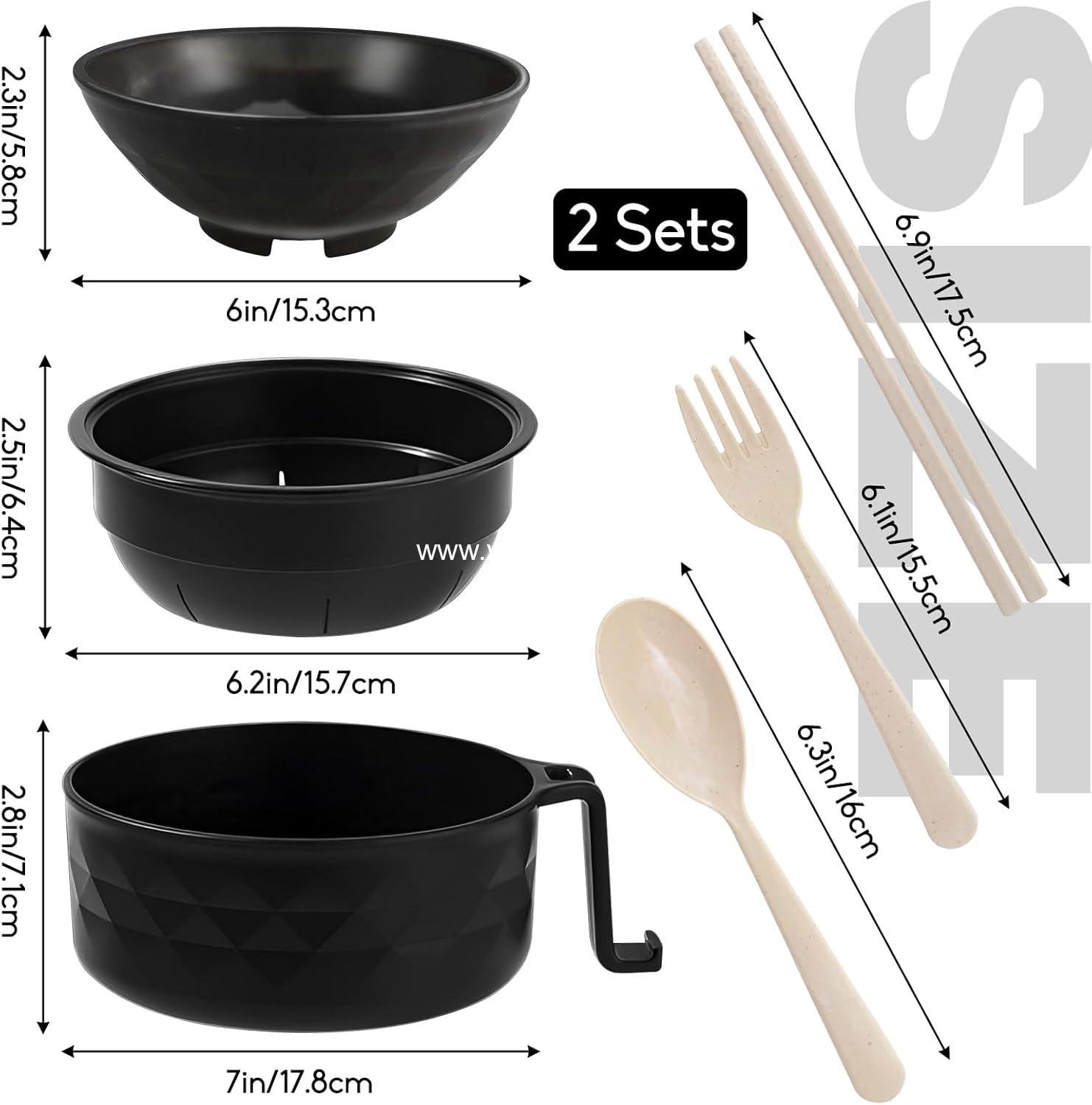 Wholesale 2 Pack 33oz Ramen Bowl Set - Microwave Ramen Cooker with Chopsticks, Spoons, and Fork - Instant Noodle Bowls with Handles for Quick Cooking - College Dorm Essentials - Factory