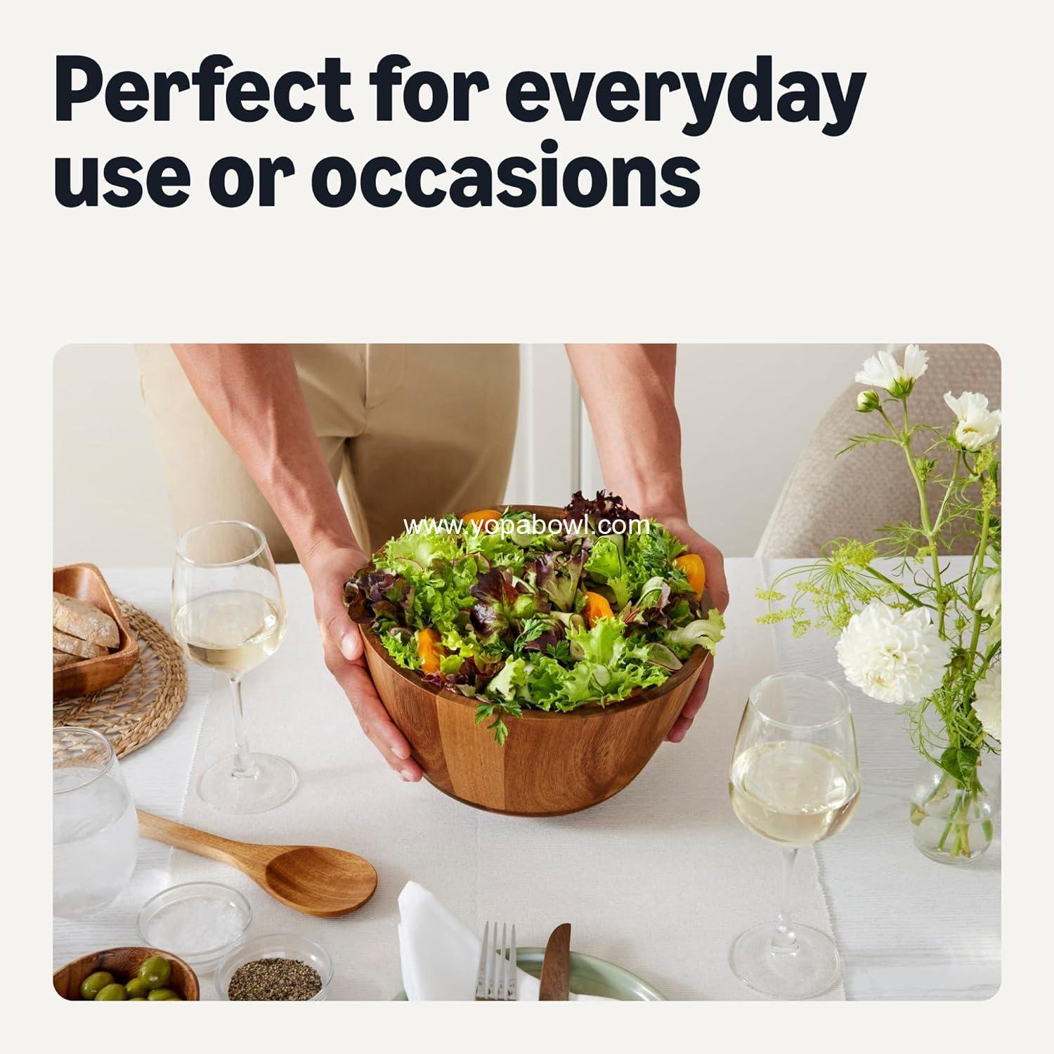 Wholesale Acacia Wood Salad Bowl, 10 Inch Wholesale Acacia Wood Salad Bowl, 10 Inch