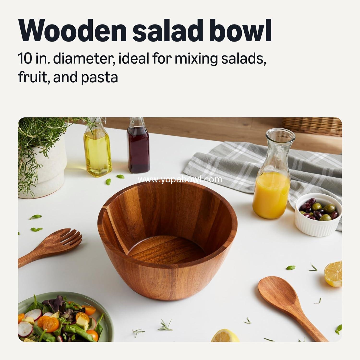 Wholesale Acacia Wood Salad Bowl, 10 Inch Wholesale Acacia Wood Salad Bowl, 10 Inch