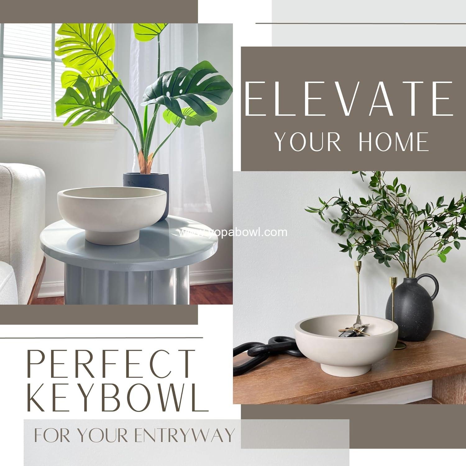 Wholesale Concrete Fruit Bowl for Kitchen Counter - Large Decorative Bowl for Home Decor - Modern Key Bowl for Entryway Table - Pedestal Bowl for Keys - Manufacturer