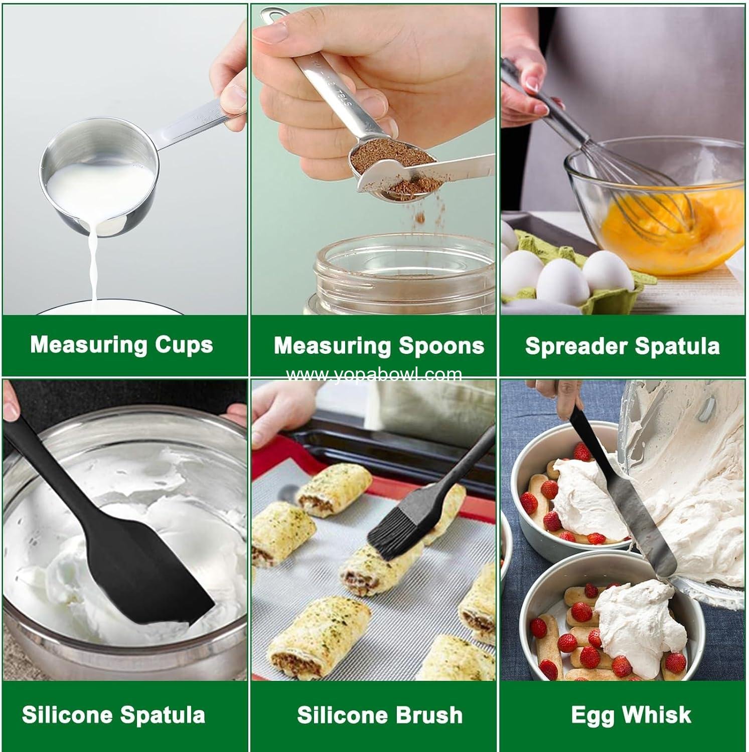 Wholesale Mixing Bowls Set, 27PCS Stainless Steel Bowls with Lids, Large Nesting Sizes: 7QT, 4.5QT, 3QT, 2.5QT, 2QT, 1.5QT, Includes Measuring Cups and Spoons, Metal Kitchen Utensils Factory