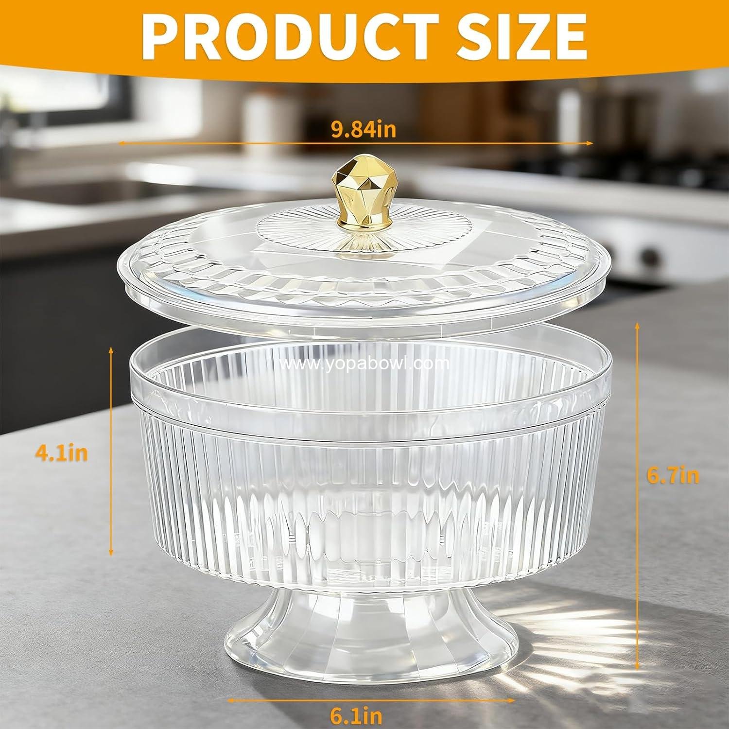 OEM Large Trifle Bowl with Pedestal and Lid, Vintage-Style Ribbed Dessert Stand for Layered Desserts, Pastries, Fruits, and Salads - Ideal for Parties  - Factory