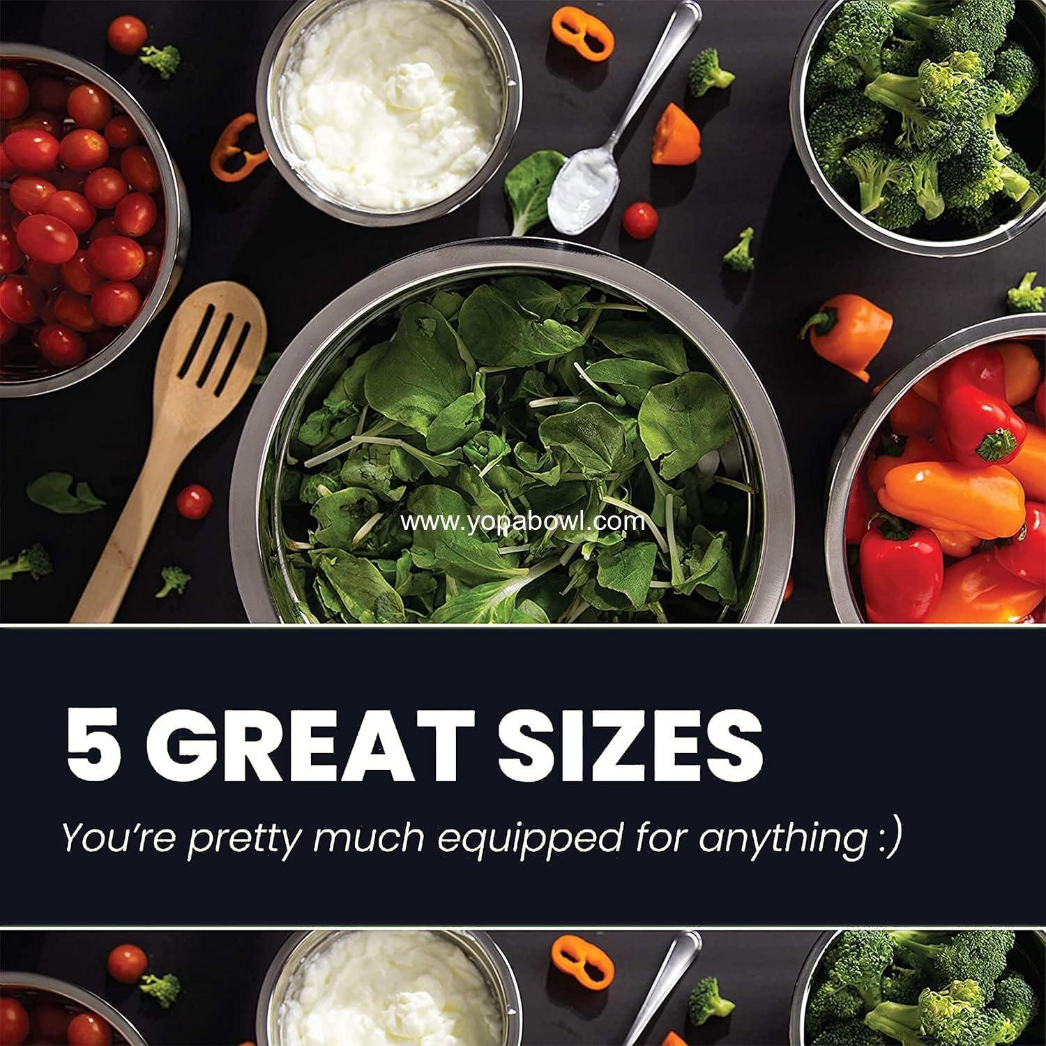 Wholesale Stainless Steel Mixing Bowls Set (5 Pieces) for Food Storage | Eco-Friendly, Heavy Duty, No Lids | Kitchen Organizers Factory