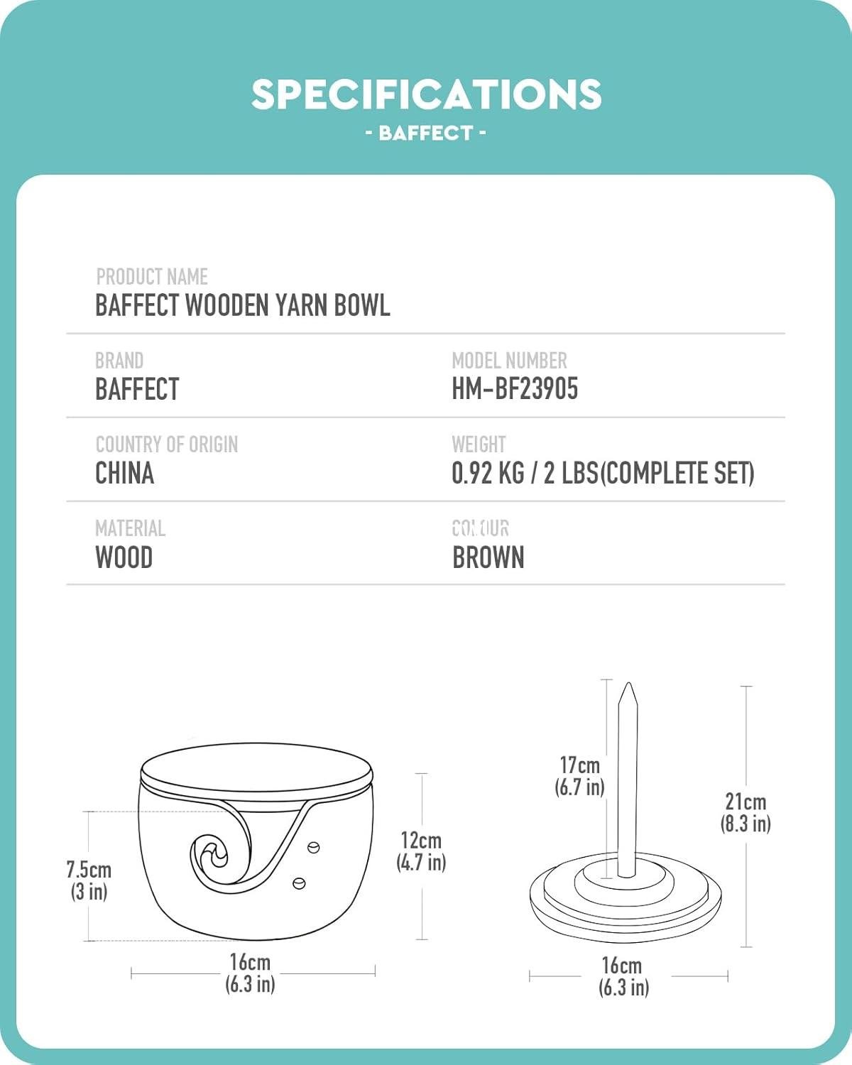 OEM Large Wooden Yarn Bowl with Removable Holder, Crochet Bowl with Lid and Handmade Holes, 2-in-1 for Wool Spinning and Storage (6.3