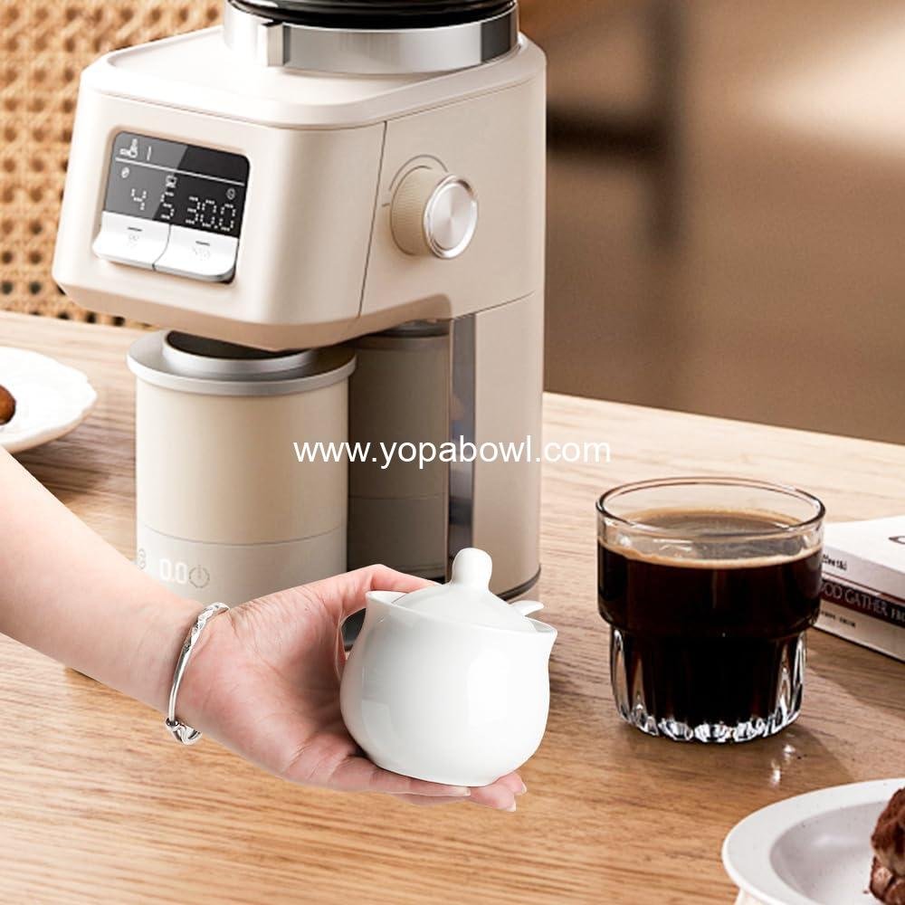 Wholesale Ceramic Sugar Bowl with Lid and Spoon, Porcelain Salt Storage Jar, 7 oz White Seasoning Container for Home and Kitchen Factory