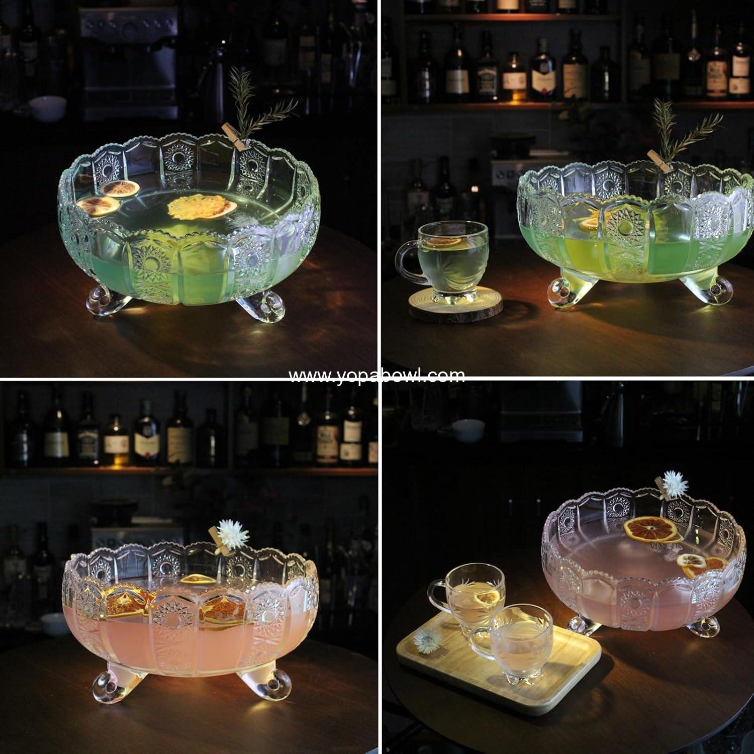 Wholesale Vintage Crystal Glass Punch Bowl with Ladle - 1 Gallon Unique Design Drink Dispenser - Sturdy Punch Bowl Set for Centerpiece Table Decorations at Parties Factory