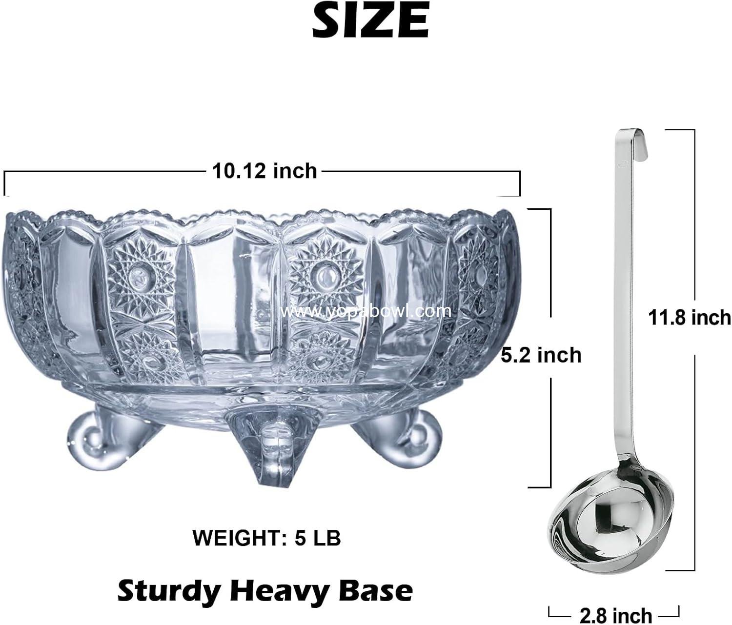 Wholesale Vintage Crystal Glass Punch Bowl with Ladle - 1 Gallon Unique Design Drink Dispenser - Sturdy Punch Bowl Set for Centerpiece Table Decorations at Parties Factory