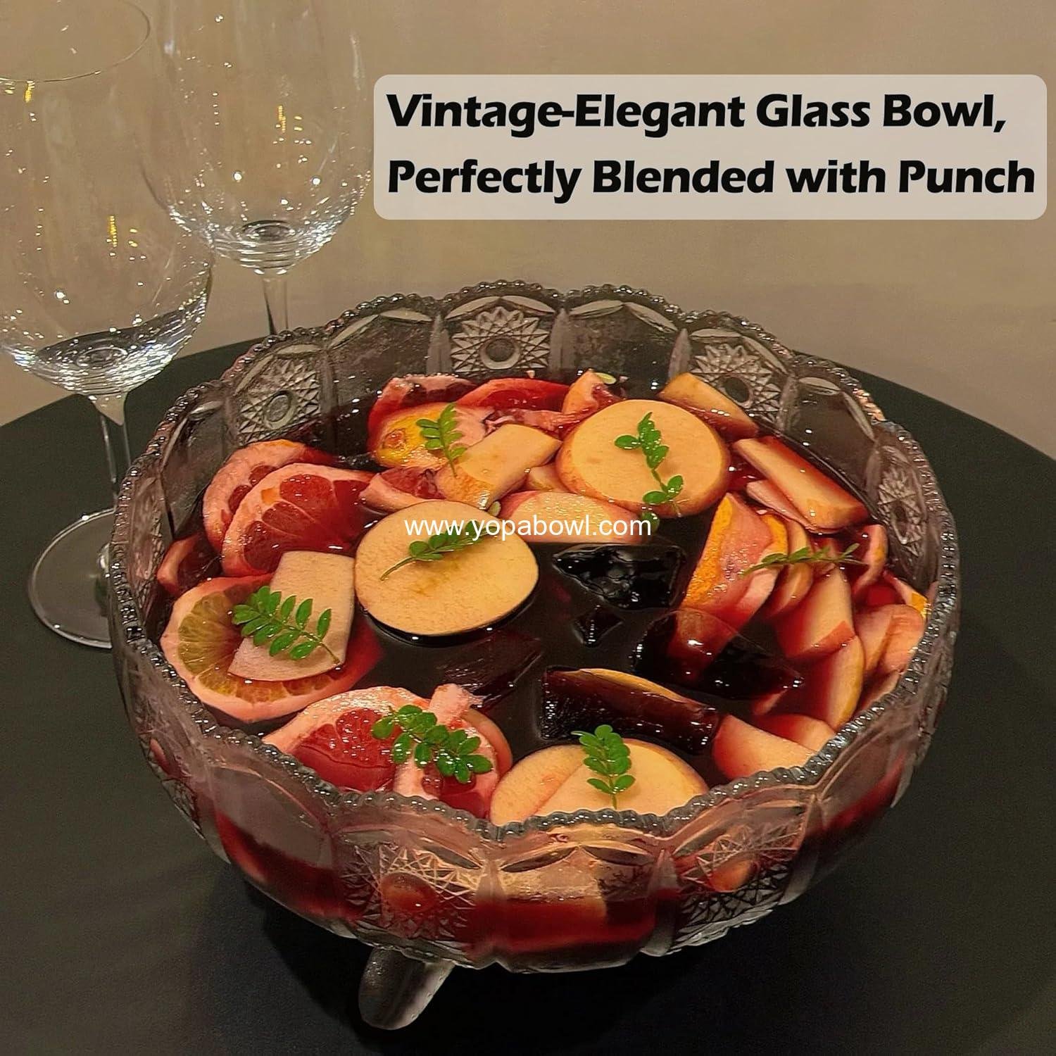 Wholesale Vintage Crystal Glass Punch Bowl with Ladle - 1 Gallon Unique Design Drink Dispenser - Sturdy Punch Bowl Set for Centerpiece Table Decorations at Parties Factory