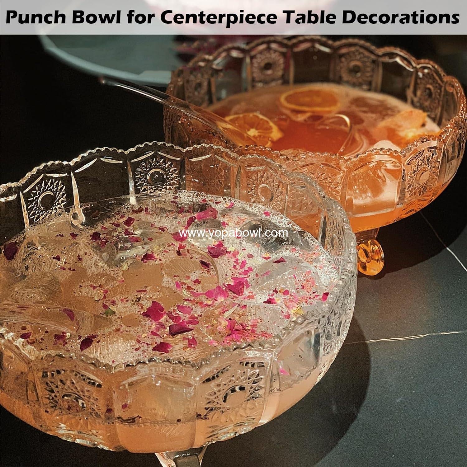 Wholesale Vintage Crystal Glass Punch Bowl with Ladle - 1 Gallon Unique Design Drink Dispenser - Sturdy Punch Bowl Set for Centerpiece Table Decorations at Parties Factory