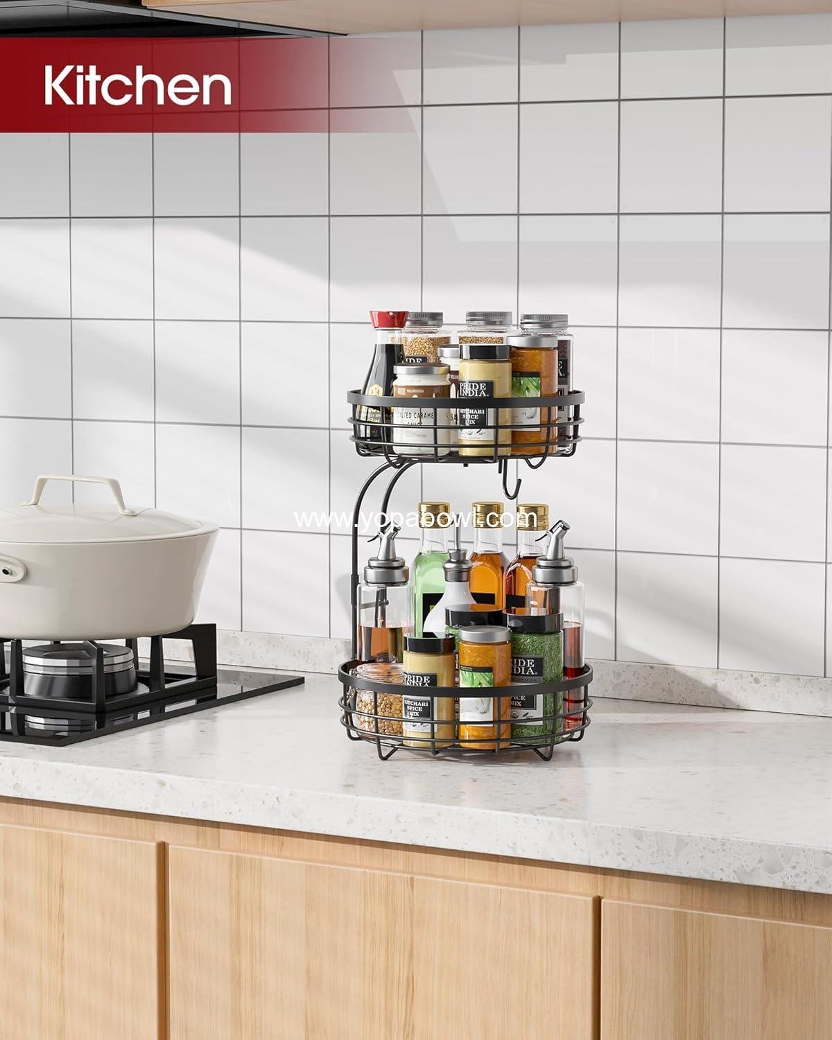 Wholesale 2-Tier Fruit Basket for Kitchen Counter - Large Capacity Fruit Bowl with Detachable Banana Hanger, Rust-Proof Metal Holder for Vegetables and Bread, 10