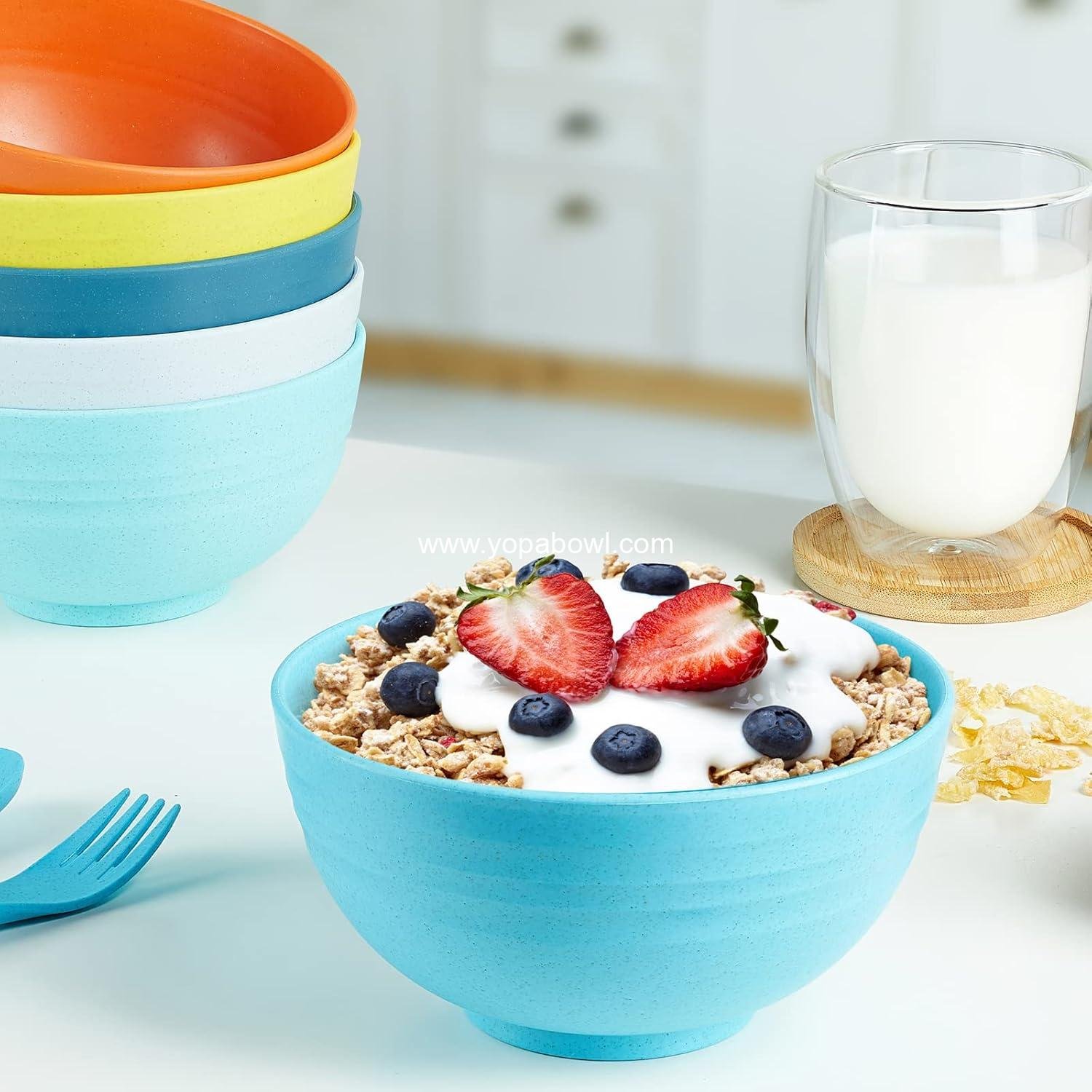 OEM Unbreakable Cereal Bowls Set of 6, 24 oz Wheat Straw, Microwave & Dishwasher Safe, BPA-Free for Cereal, Dessert, Soup, Pasta, Salad, Lightweight Factory