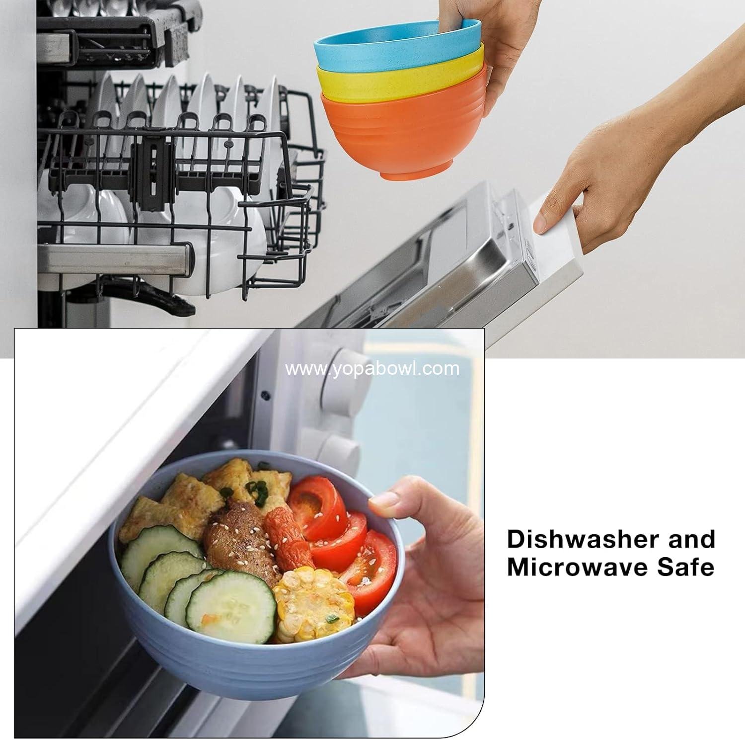 OEM Unbreakable Cereal Bowls Set of 6, 24 oz Wheat Straw, Microwave & Dishwasher Safe, BPA-Free for Cereal, Dessert, Soup, Pasta, Salad, Lightweight Factory