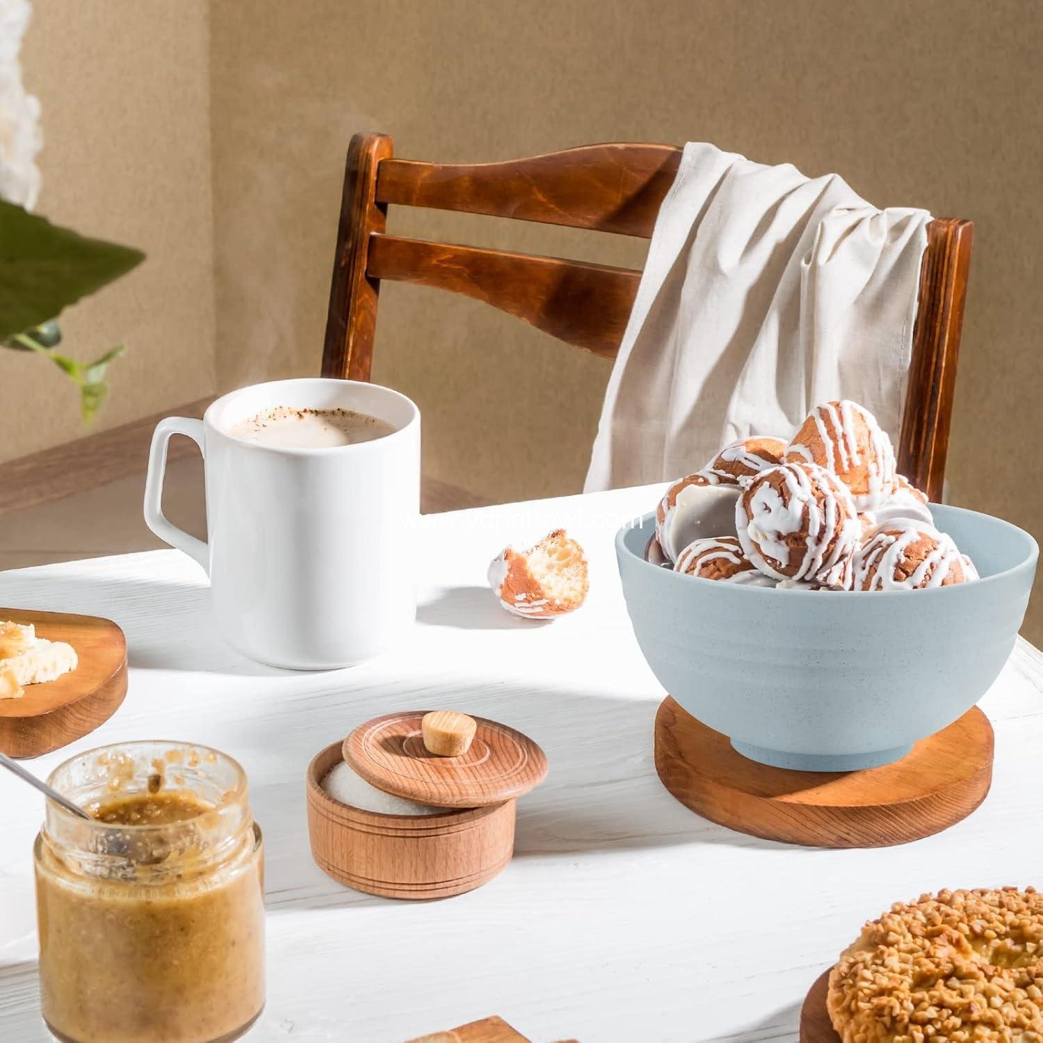 OEM Unbreakable Cereal Bowls Set of 6, 24 oz Wheat Straw, Microwave & Dishwasher Safe, BPA-Free for Cereal, Dessert, Soup, Pasta, Salad, Lightweight Factory