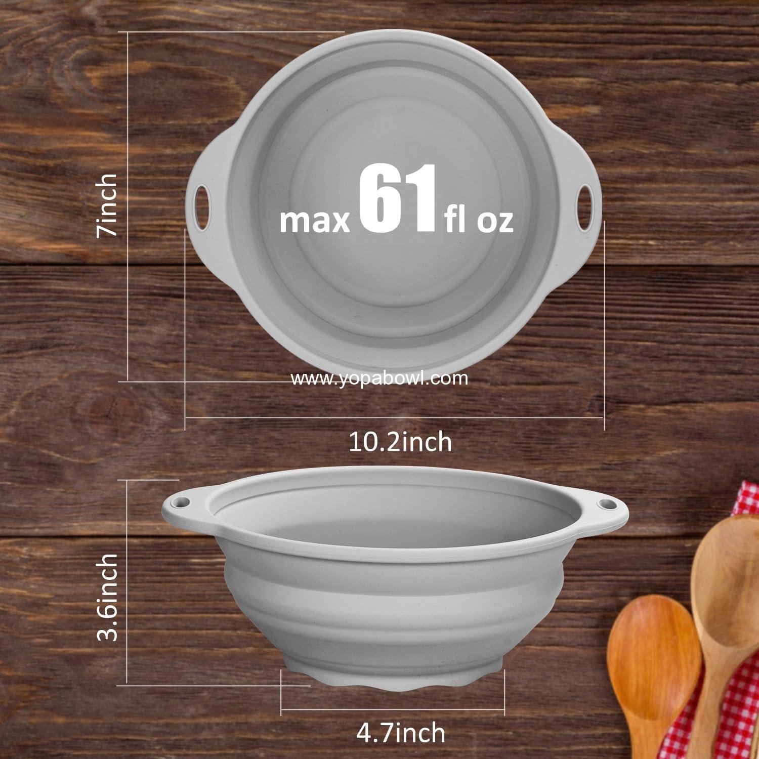 Wholesale Collapsible Silicone Salad Bowl 61oz for Camping, Outdoor Hiking, Travel, and Food Storage - Durable Food-Grade Container (Grey) Factory