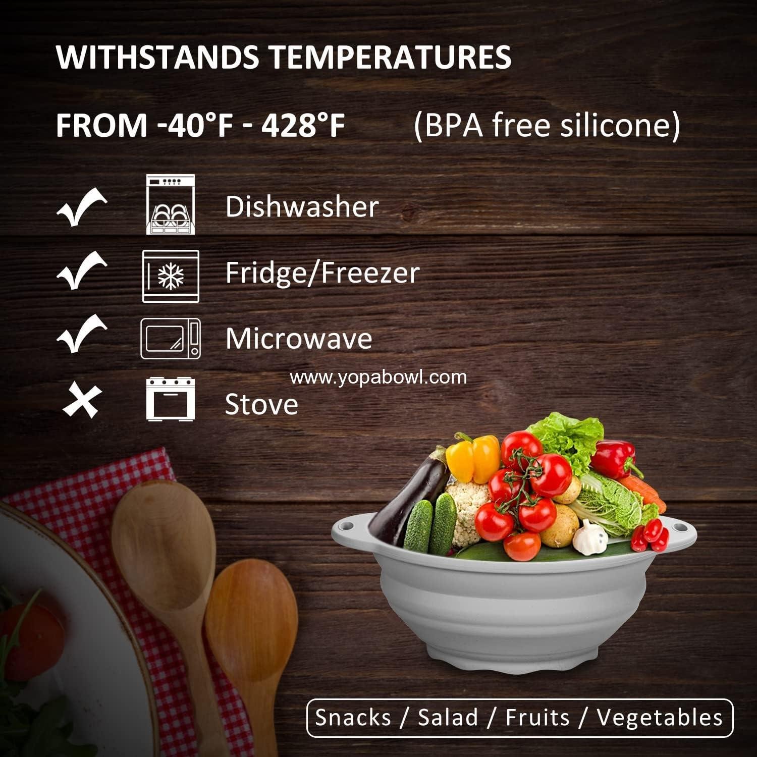 Wholesale Collapsible Silicone Salad Bowl 61oz for Camping, Outdoor Hiking, Travel, and Food Storage - Durable Food-Grade Container (Grey) Factory