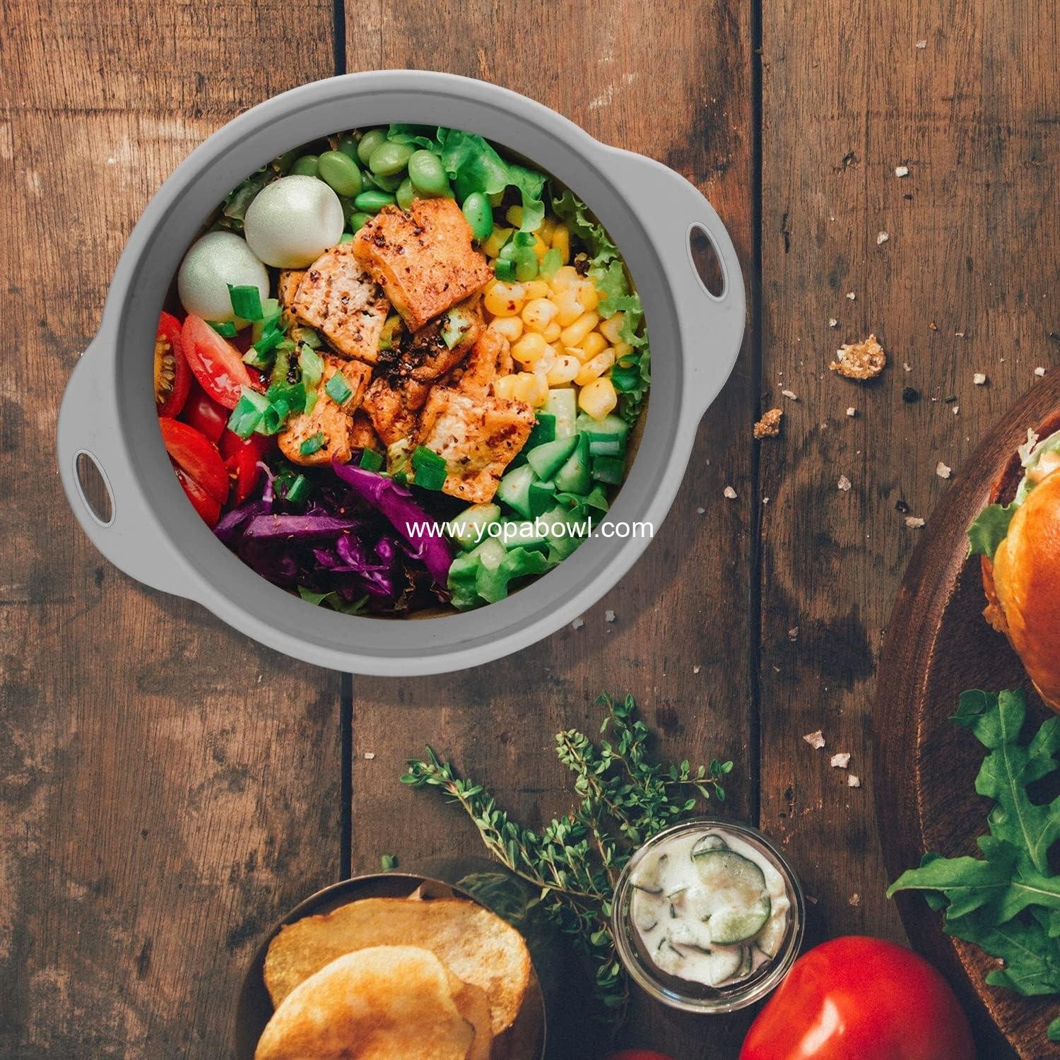 Wholesale Collapsible Silicone Salad Bowl 61oz for Camping, Outdoor Hiking, Travel, and Food Storage - Durable Food-Grade Container (Grey) Factory