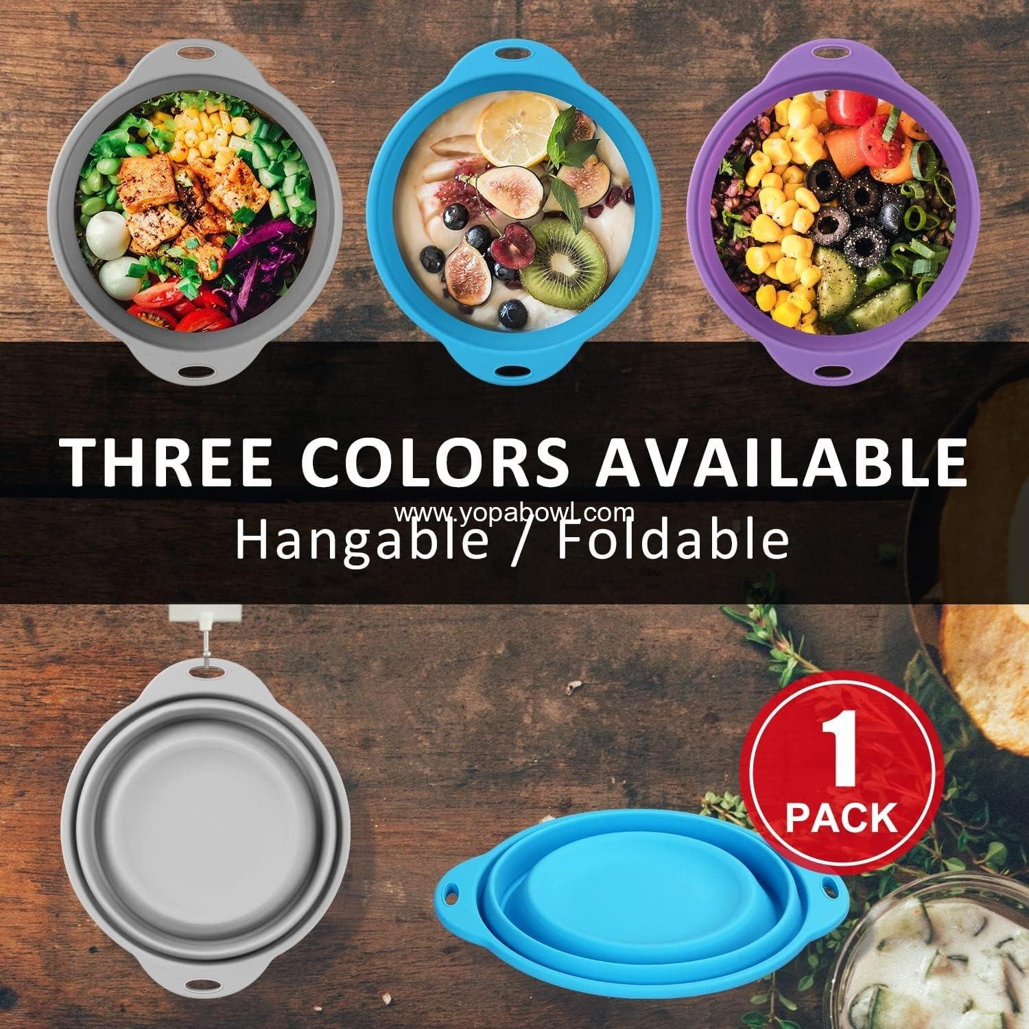 Wholesale Collapsible Silicone Salad Bowl 61oz for Camping, Outdoor Hiking, Travel, and Food Storage - Durable Food-Grade Container (Grey) Factory