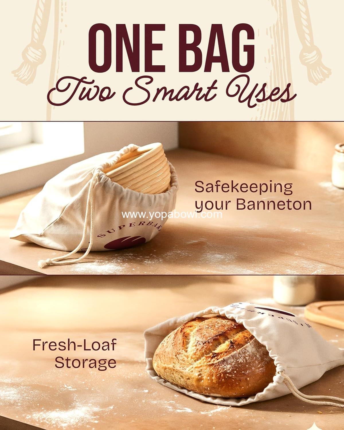 Wholesale Sourdough Bread Proofing Basket Set of 2, 9