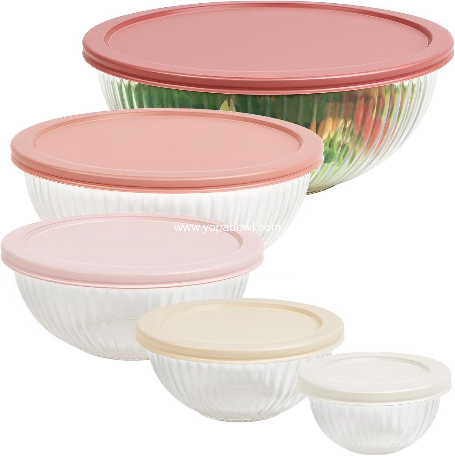 OEM Glass Mixing Bowls with Lids Set - 5 Packs for Kitchen Baking, Meal Prep, and Salad - BPA Free, Dishwasher Safe - Sizes: 0.2, 0.5, 1.1, 2.1, 3.7 Qt - Factory