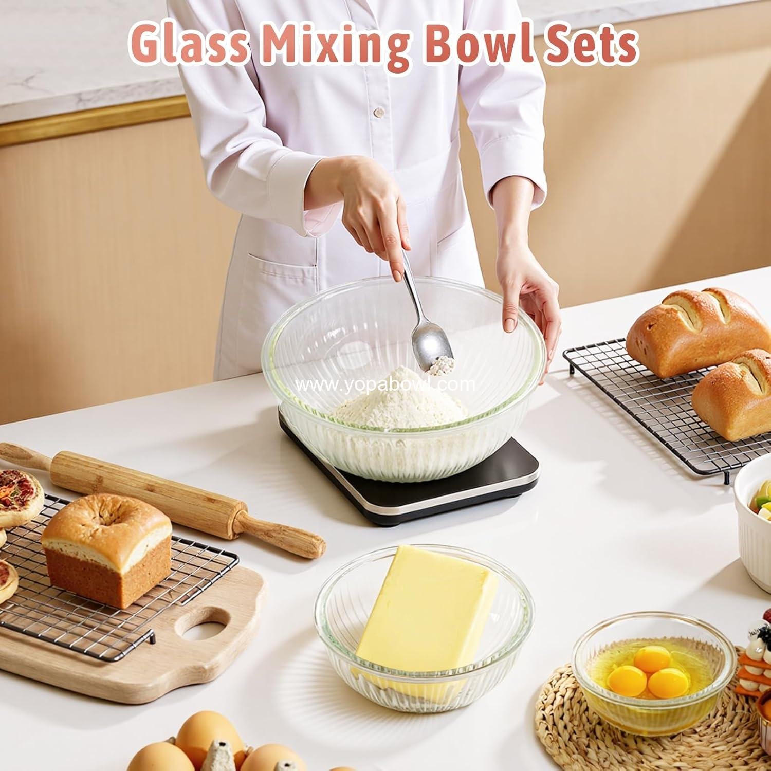 OEM Glass Mixing Bowls with Lids Set - 5 Packs for Kitchen Baking, Meal Prep, and Salad - BPA Free, Dishwasher Safe - Sizes: 0.2, 0.5, 1.1, 2.1, 3.7 Qt - Factory