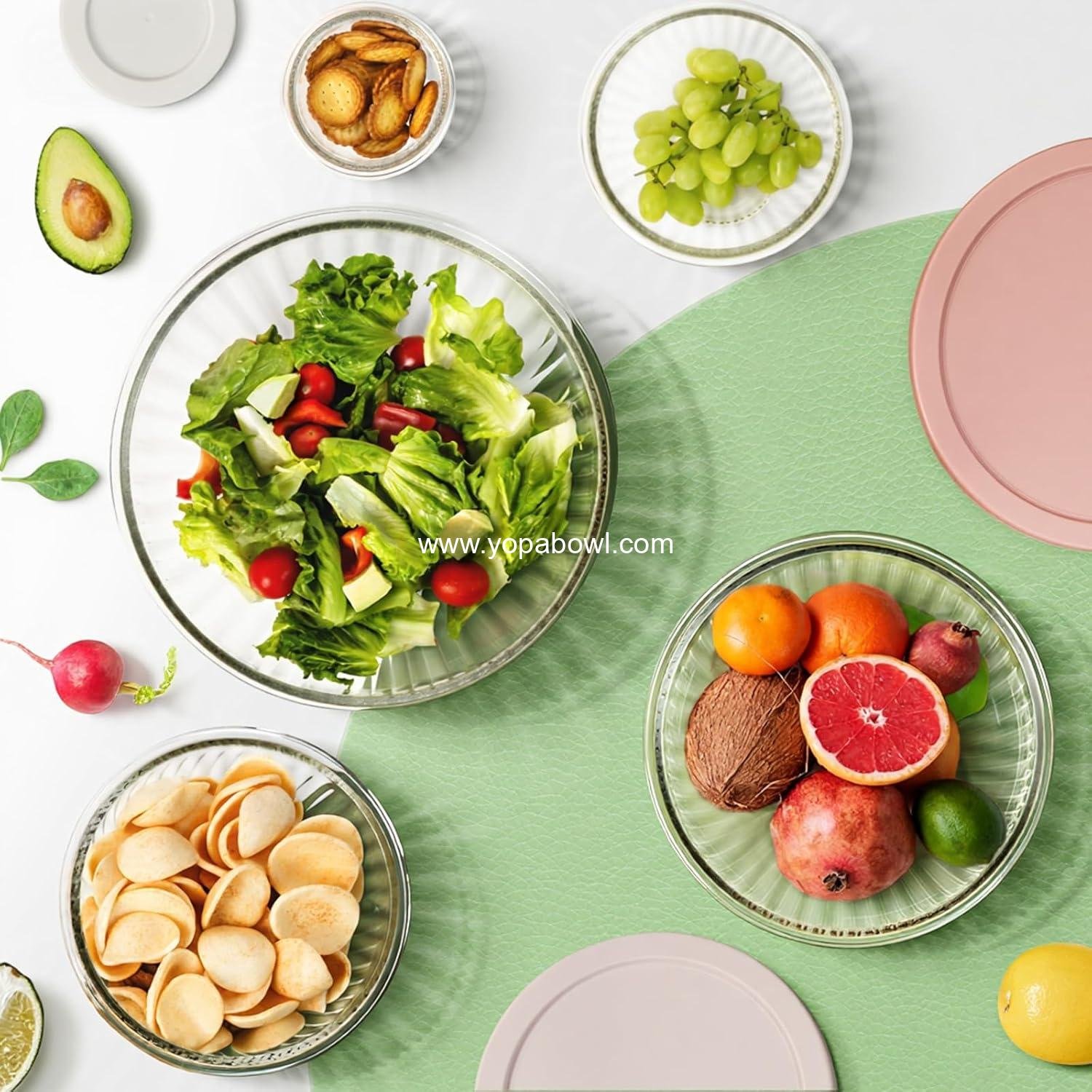 OEM Glass Mixing Bowls with Lids Set - 5 Packs for Kitchen Baking, Meal Prep, and Salad - BPA Free, Dishwasher Safe - Sizes: 0.2, 0.5, 1.1, 2.1, 3.7 Qt - Factory