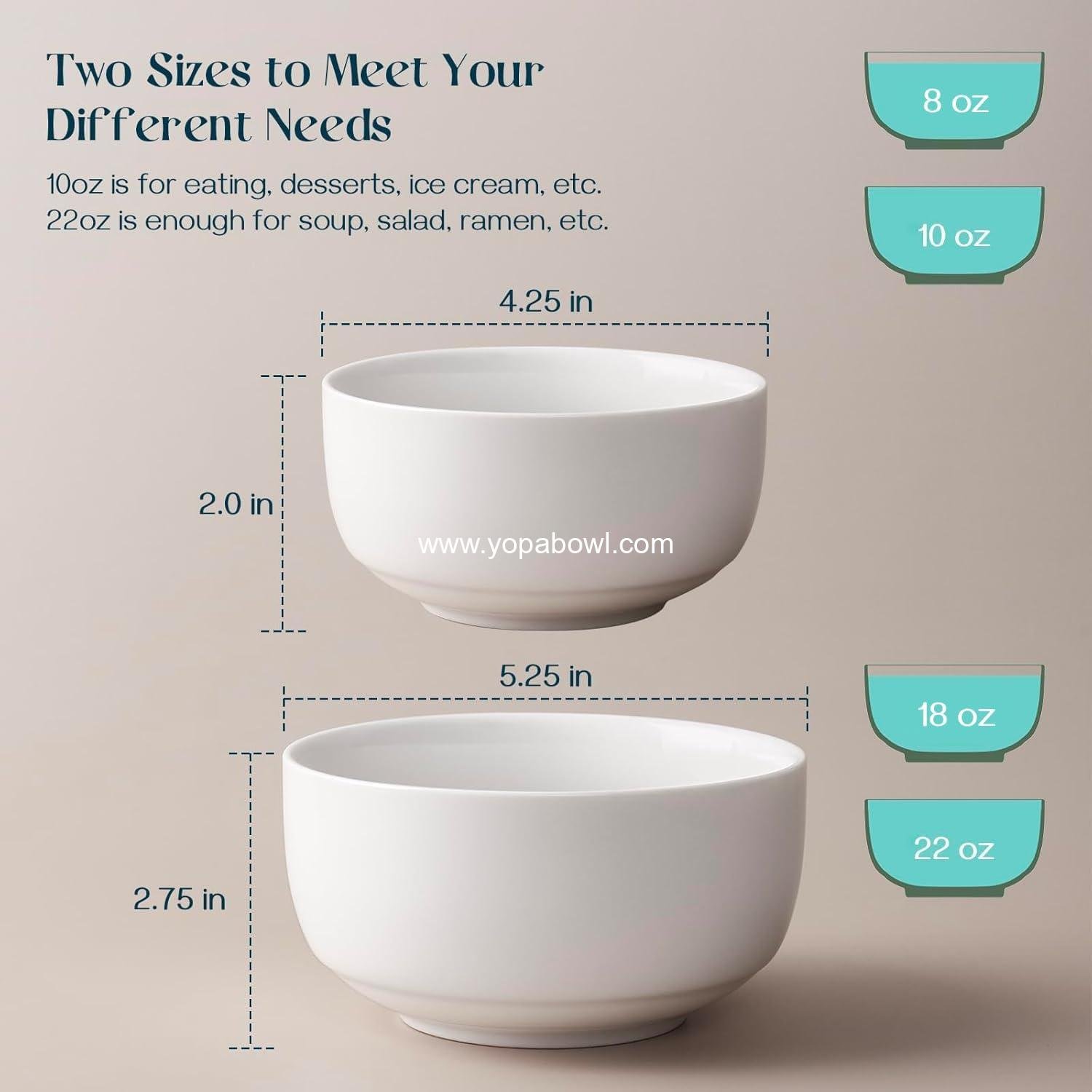 Wholesale 22 OZ Ceramic Cereal Bowls - 5.25