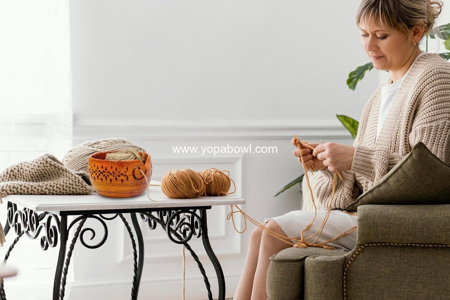 Wholesale Rosewood Wooden Yarn Storage Bowl with Carved Holes & Drills - Large Knitting Crochet Accessories Factory