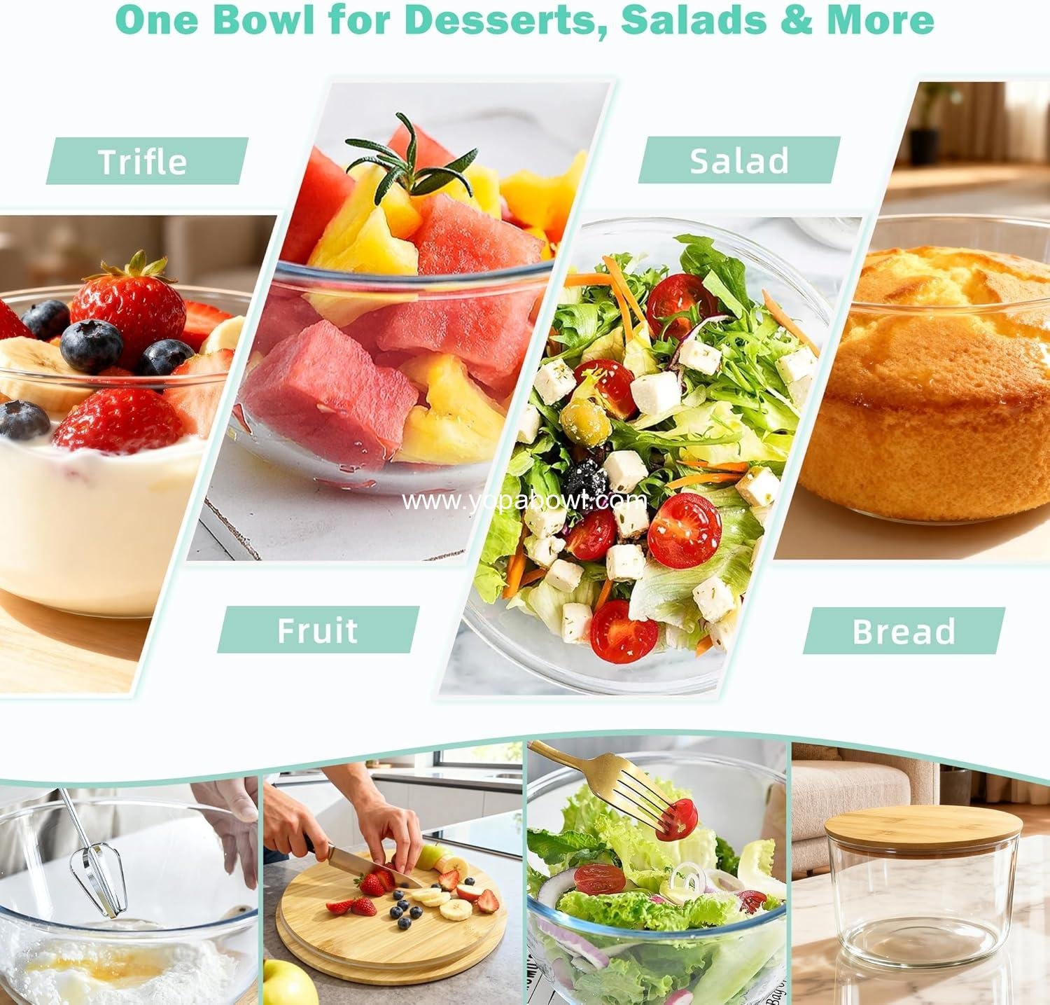 Wholesale Trifle Bowl with Lids, 135oz Glass Serving Bowl, BPA-Free Borosilicate for Salads & Fruits, Airtight Food Storage, Perfect for Layered Desserts & Holiday Parties - Factory Wholesale Trifle Bowl with Lids, 135oz Glass Serving Bowl, BPA-Free Borosilicate for Salads & Fruits, Airtight Food Storage, Perfect for Layered Desserts & Holiday Parties - Factory